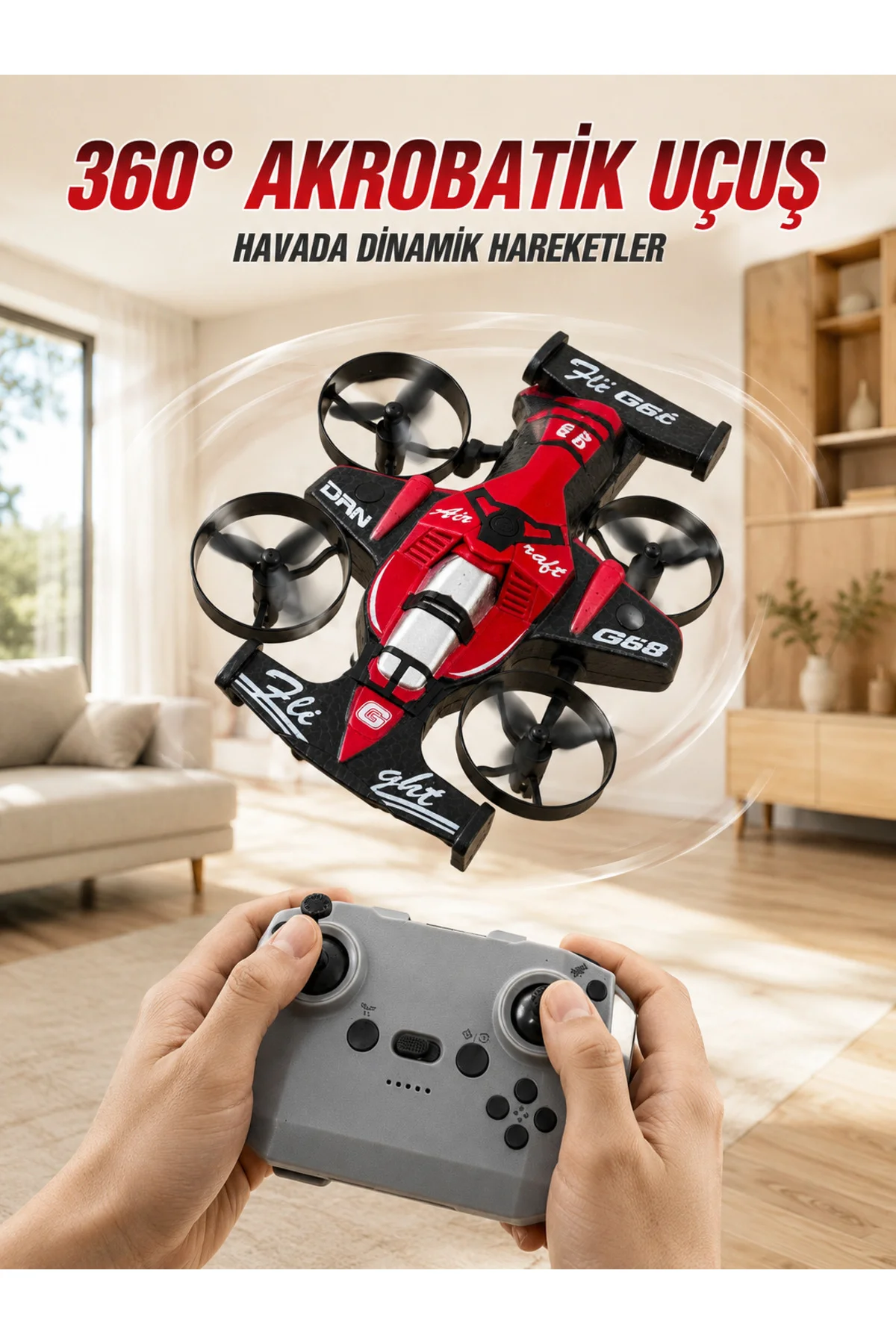 Akrobatik Drone Uzaktan Kumandalı 3 Kademeli Hız 360° Dairesel Uçuş Özellikli Akrobatik Drone Uzaktan Kumandalı 3 Kademeli Hız 360° Dairesel Uçuş Özellikli