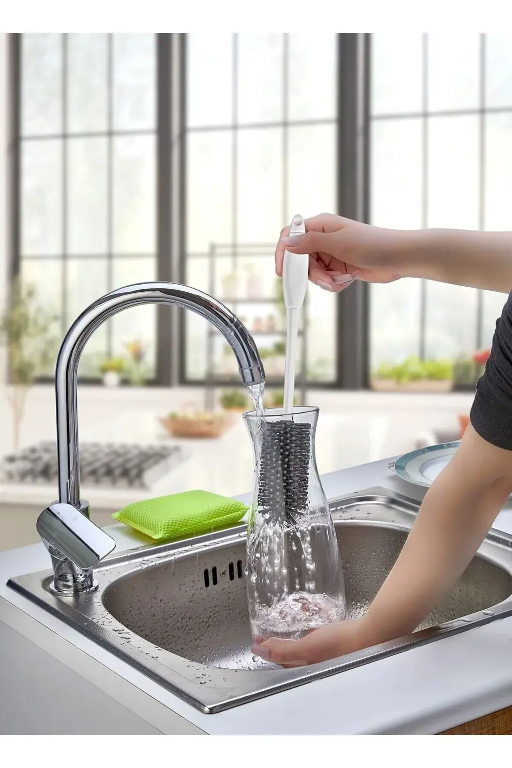 Aksa Silikon Şişe Biberon Kavanoz Temizleme Fırçası