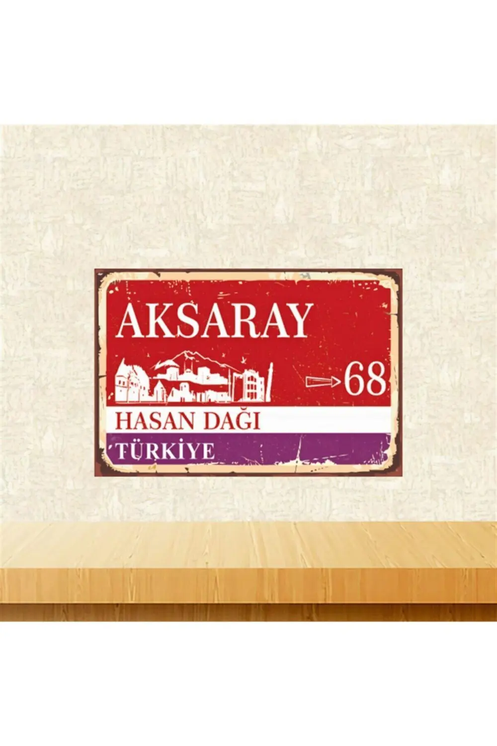 Aksaray Hasan Dağı 20-30 cm Retro Ahşap Tablo Tkfx5804