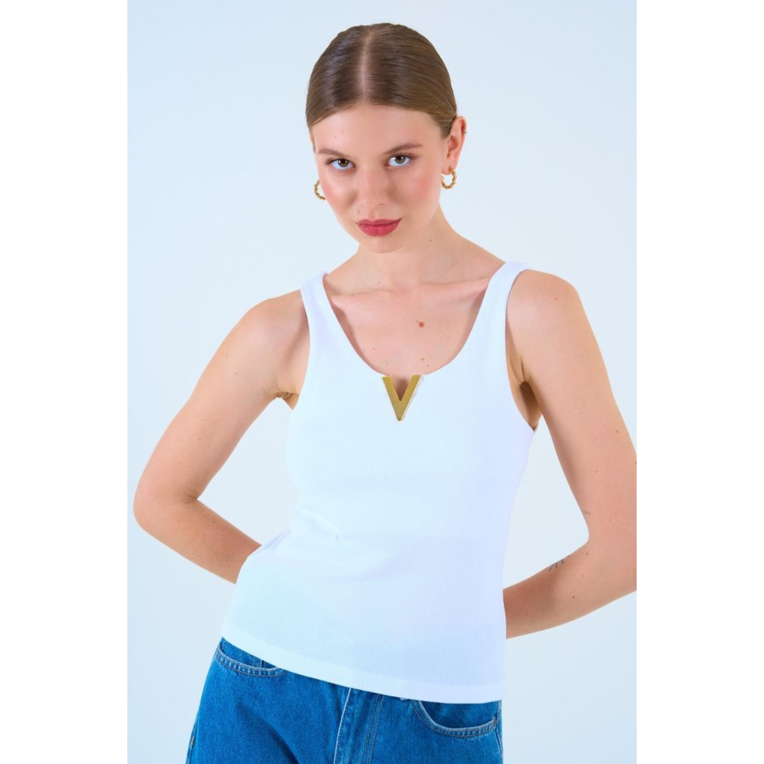 Aksesuarlı Atlet - Beyaz