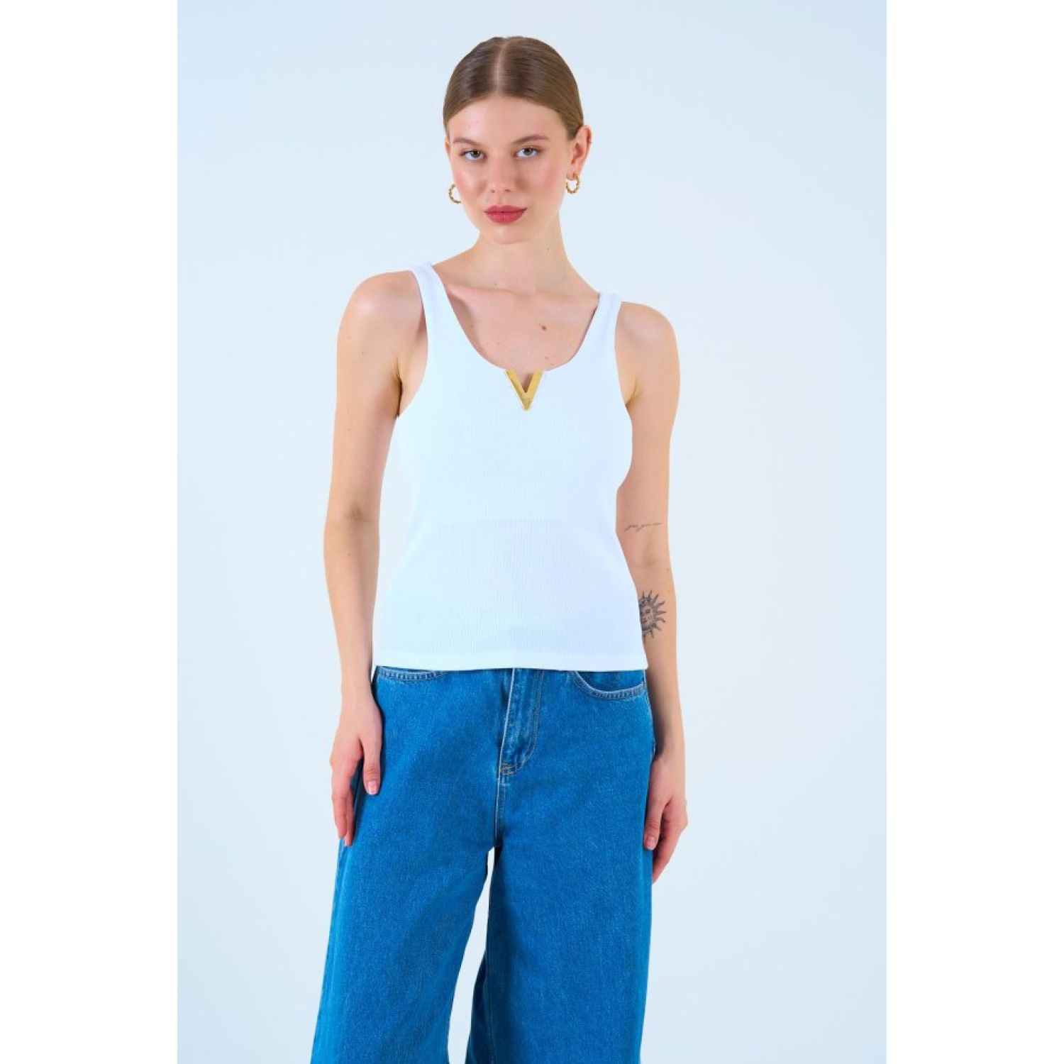 Aksesuarlı Atlet - Beyaz