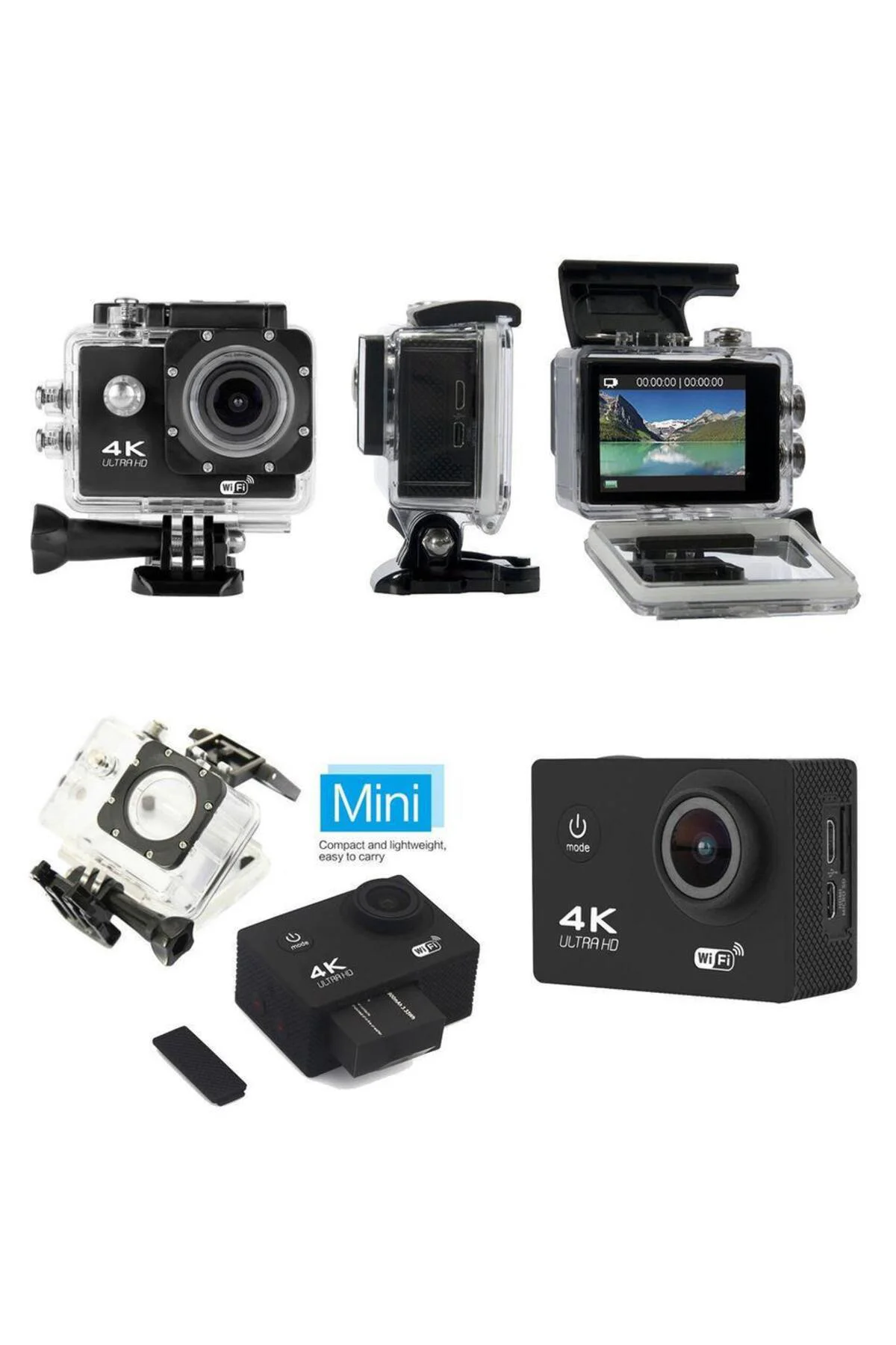 Aksiyon Kamerası Wi-Fi KS504 4K Ultra HD 170 Derece 32 Gb Aksiyon Kamerası Wi-Fi KS504 4K Ultra HD 170 Derece 32 Gb