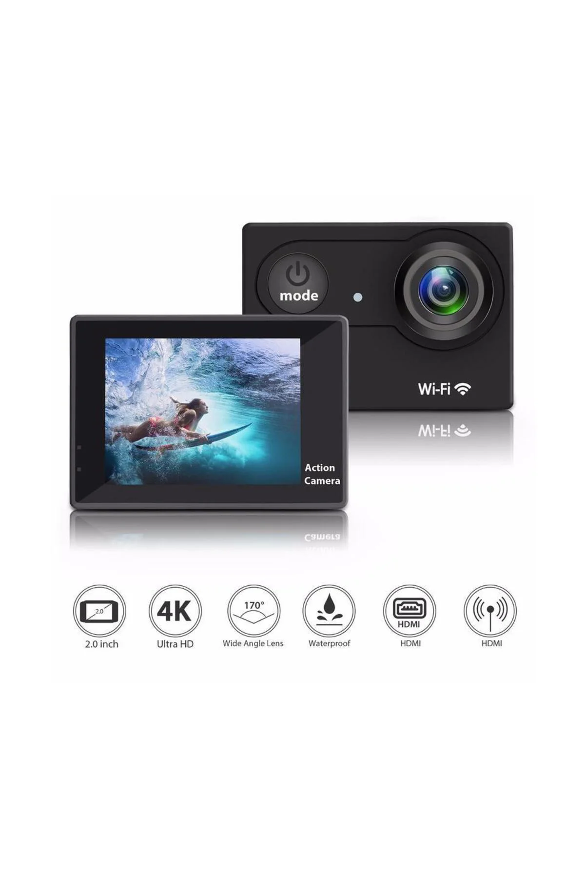 Aksiyon Kamerası Wi-Fi KS504 4K Ultra HD 170 Derece 32 Gb Aksiyon Kamerası Wi-Fi KS504 4K Ultra HD 170 Derece 32 Gb
