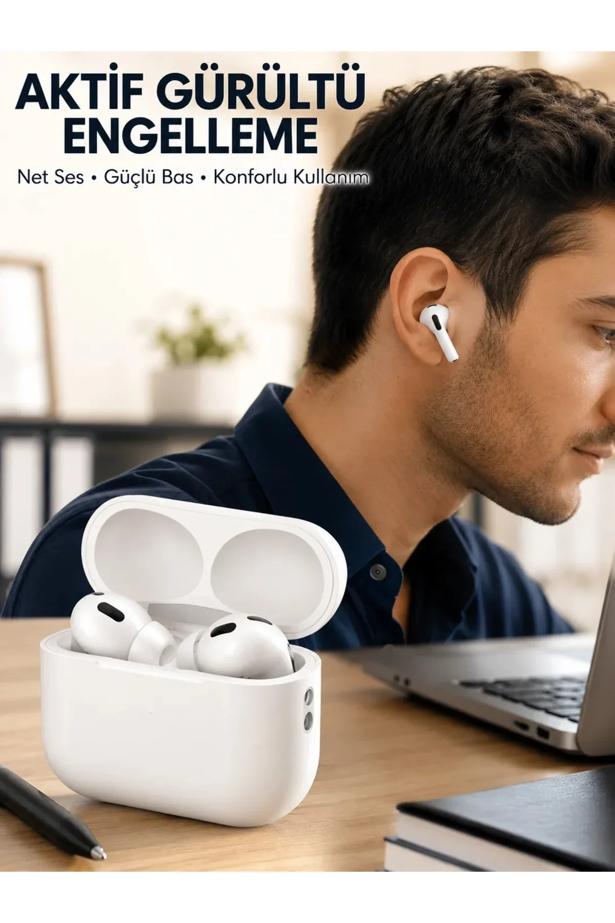 Aktif Gürültü Engelleyici Kablosuz Bluetooth Kulaklık – Şarj Kutulu, Uzun Ömürlü Yeni Nesil Aktif Gürültü Engelleyici Kablosuz Bluetooth Kulaklık – Şarj Kutulu, Uzun Ömürlü Yeni Nesil