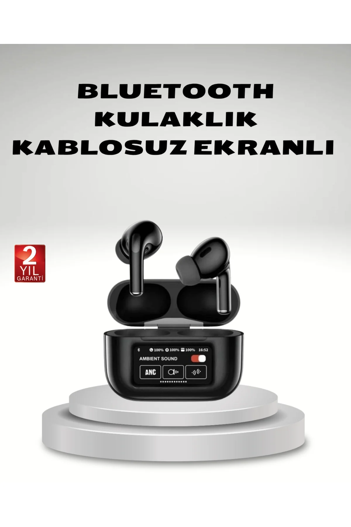 Aktif Gürültü Engelleme (Anc) Kablosuz Bluetooth Kulaklık – Dijital Ekranlı Dokunmatik Ve Uzun Pil Ö