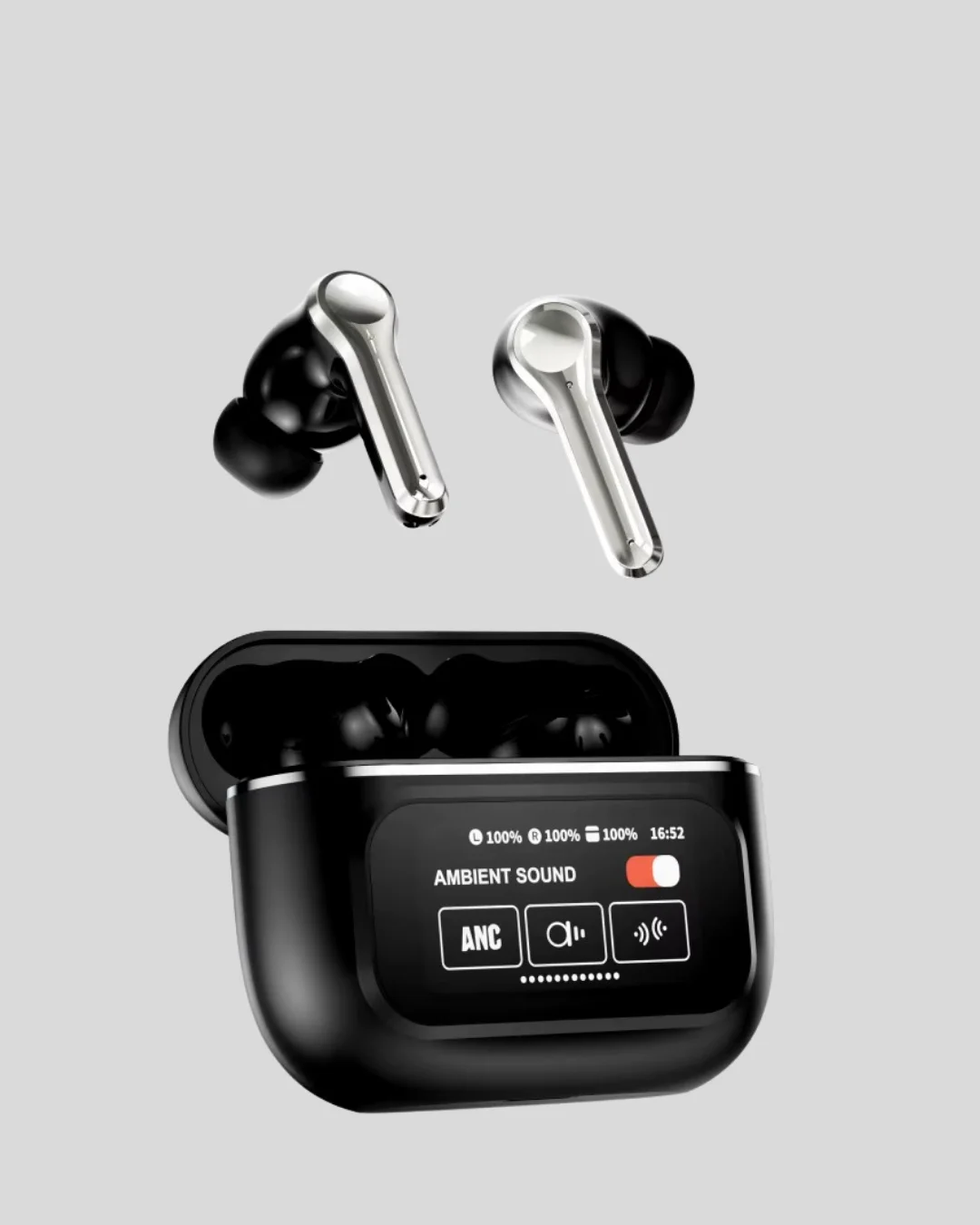 Aktif Gürültü Engelleme (ANC) Kablosuz Bluetooth Kulaklık – Dijital Ekranlı, Dokunmatik ve Uzun Pil Ömürlü