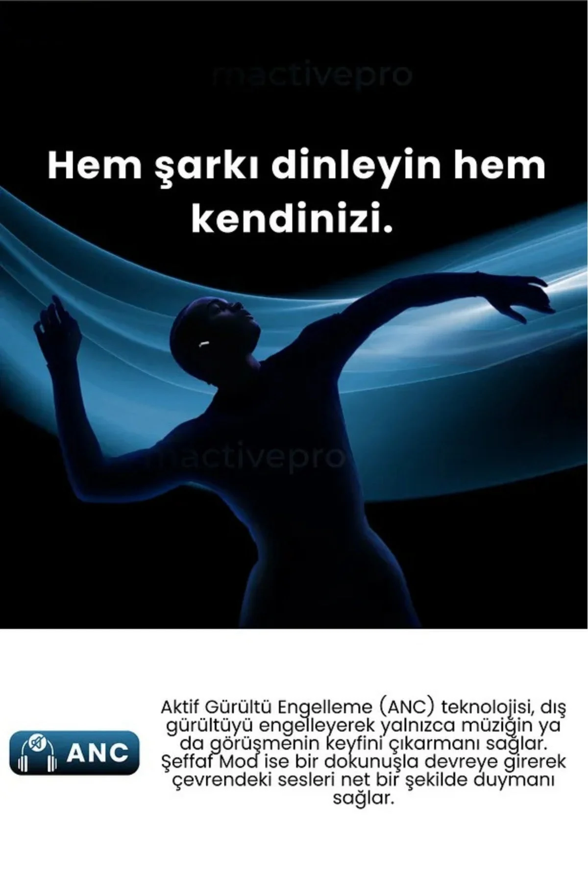 Aktif Gürültü Önlemeli (ANC) TWS Bluetooth Kulaklık, Şeffaf Mod ve Dokunmatik Kontrol