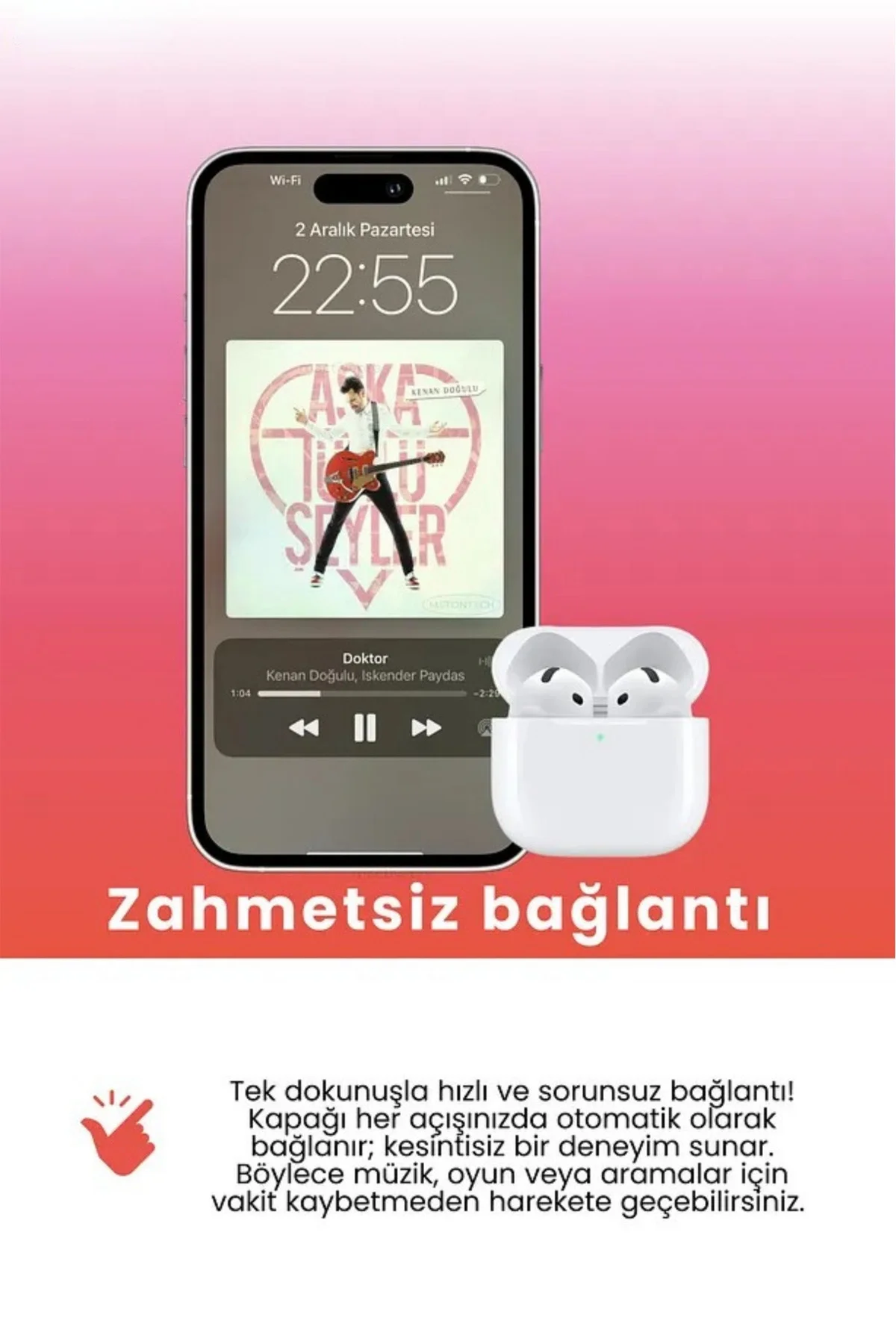 Aktif Gürültü Önlemeli (ANC) TWS Bluetooth Kulaklık, Şeffaf Mod ve Dokunmatik Kontrol