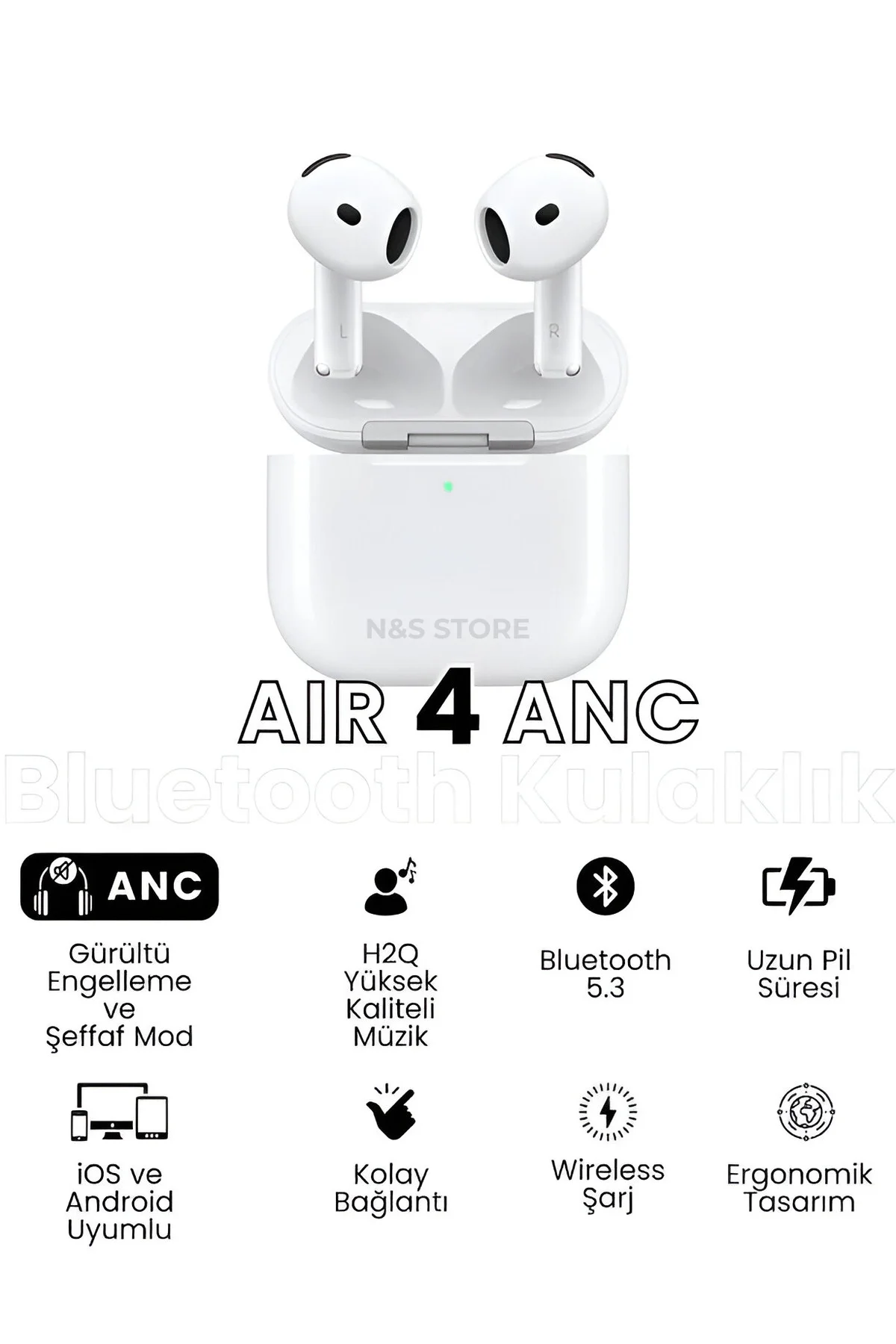 Aktif Gürültü Önlemeli (ANC) TWS Bluetooth Kulaklık, Şeffaf Mod ve Dokunmatik Kontrol