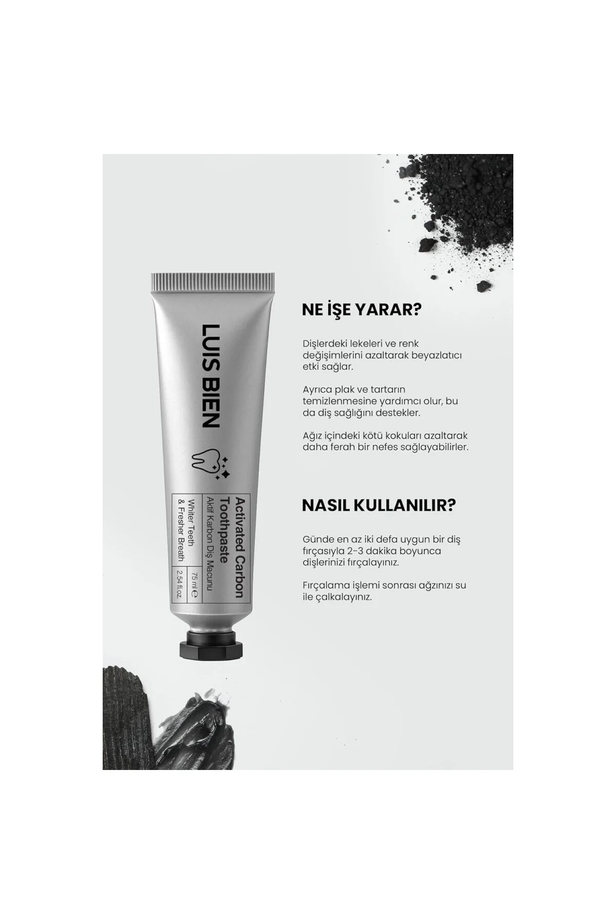 Aktif Karbon Diş Beyazlatma Macunu 75 ml