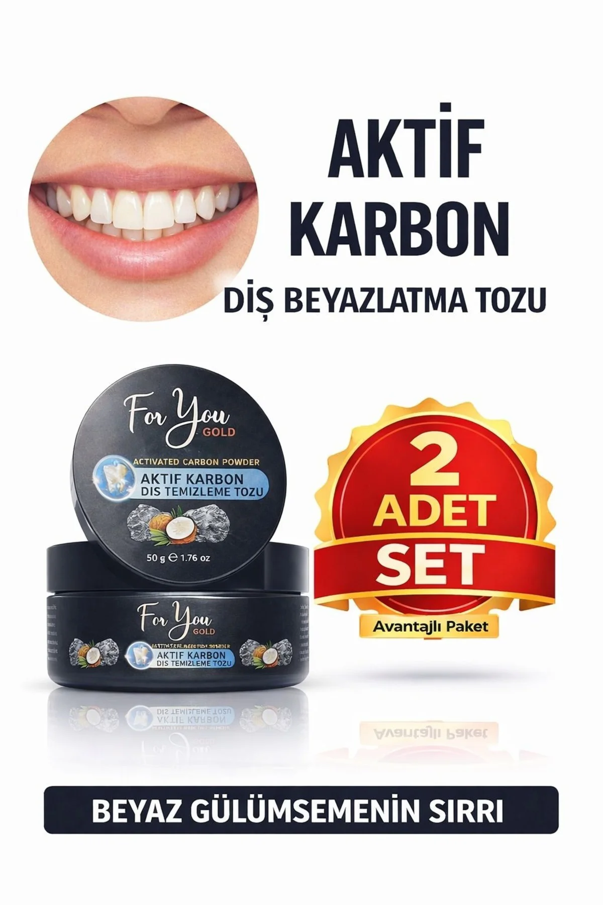 Aktif Karbon Diş Temizleme Tozu 50 Gr Extra Beyazlatıcı Diş Tozu 