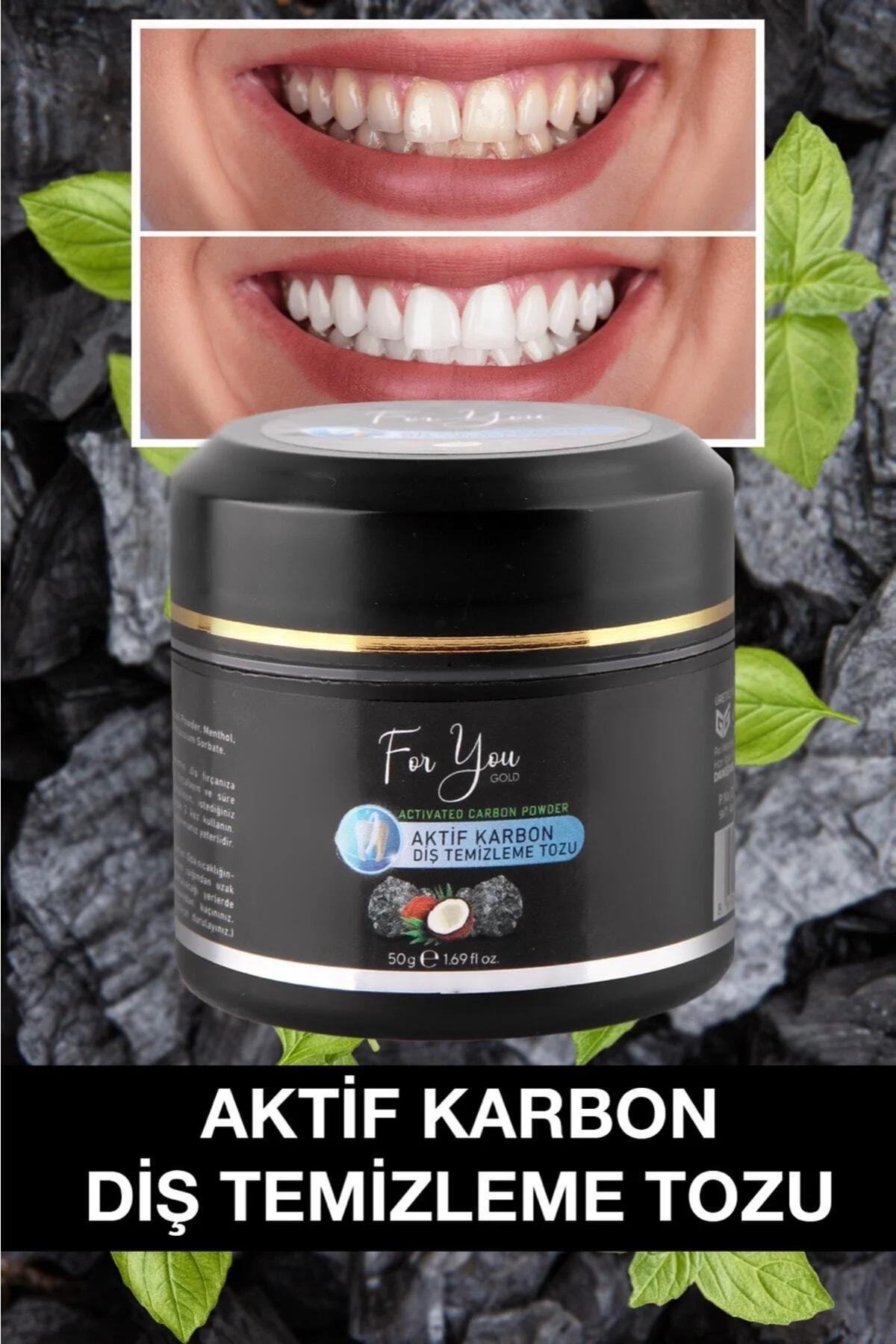 Aktif Karbon Diş Temizleme Tozu 50 Gr Extra Beyazlatıcı Diş Tozu 