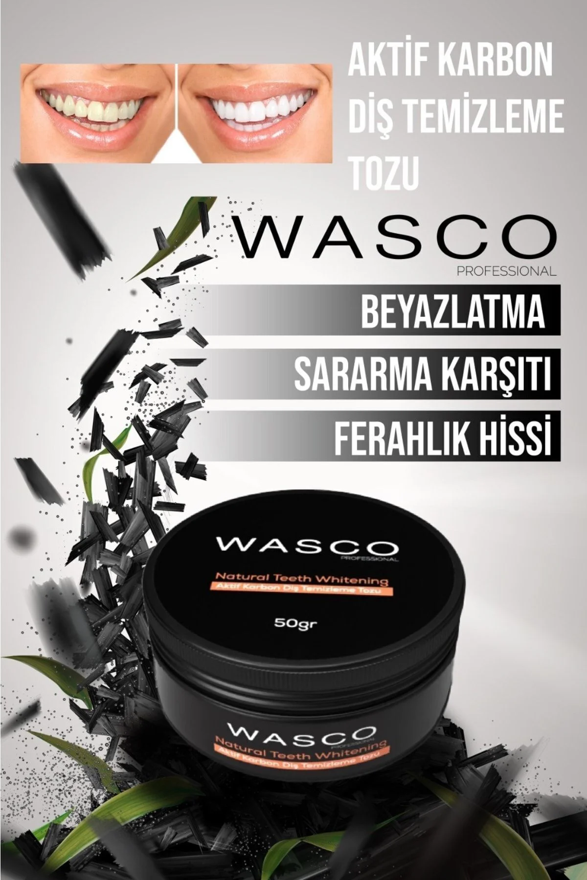 Aktif Karbon Diş Temizleme Tozu 50 Gr Extra Beyazlatıcı Diş Tozu 