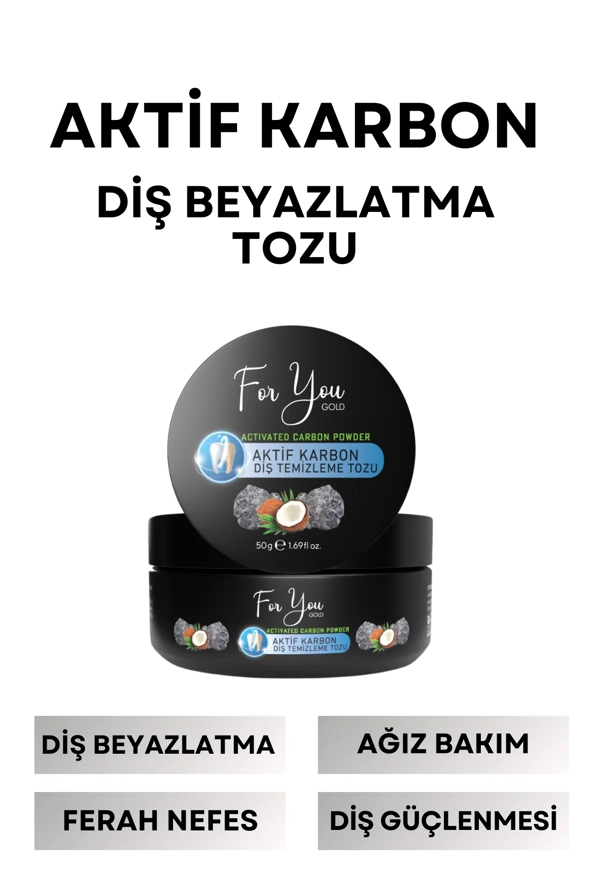 Aktif Karbon Diş Temizleme Tozu 50 Gr Extra Beyazlatıcı Diş Tozu 