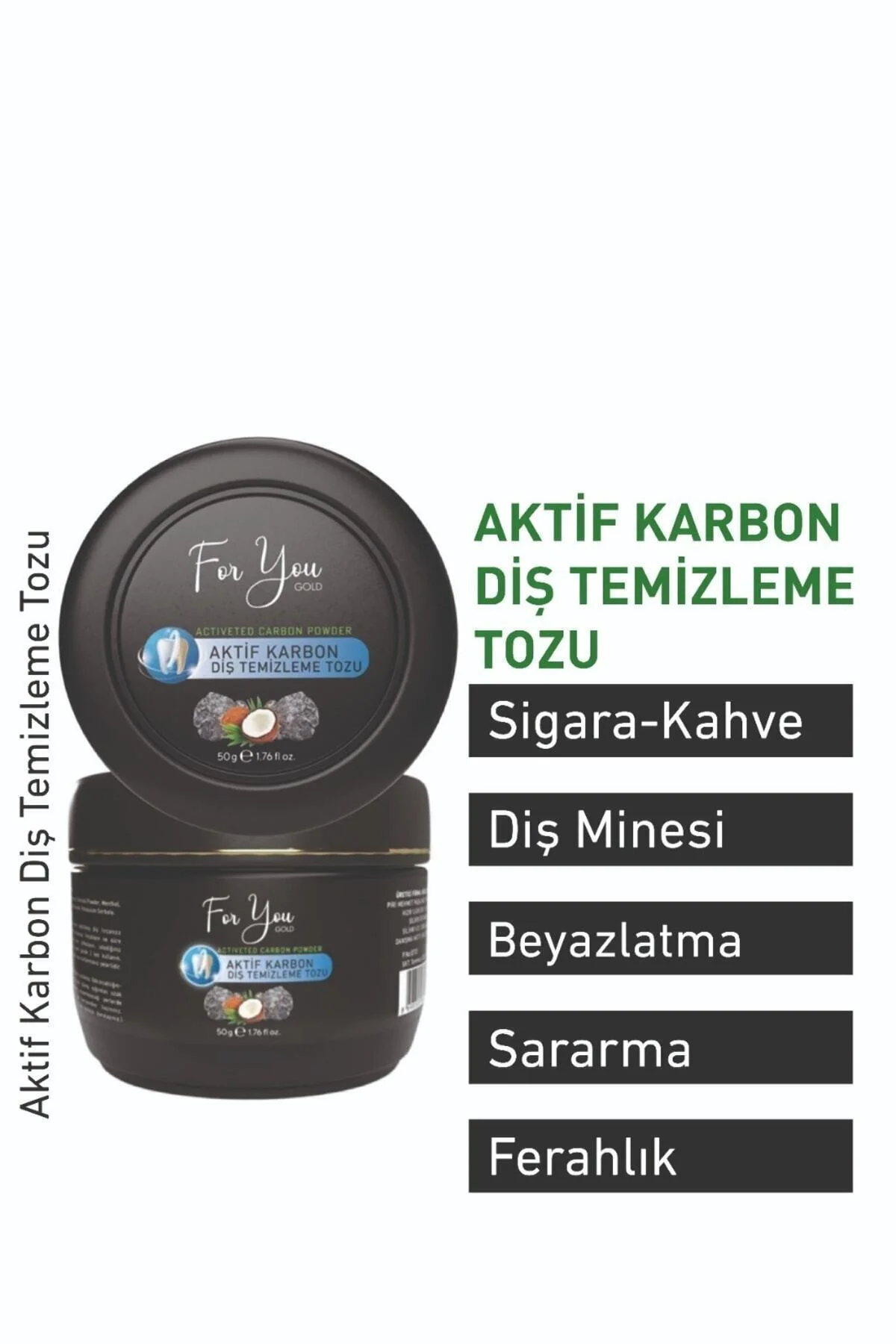 Aktif Karbon Diş Temizleme Tozu 50 Gr Extra Beyazlatıcı Diş Tozu 
