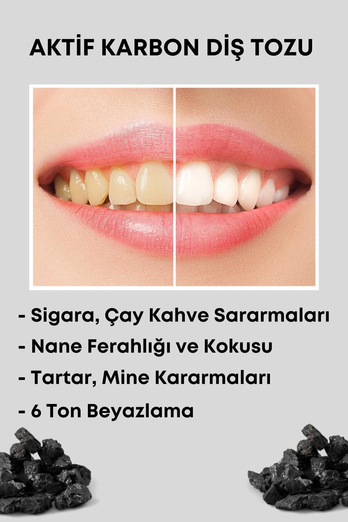 Aktif Karbon Diş Temizleme Tozu 50 Gr Extra Beyazlatıcı Diş Tozu 