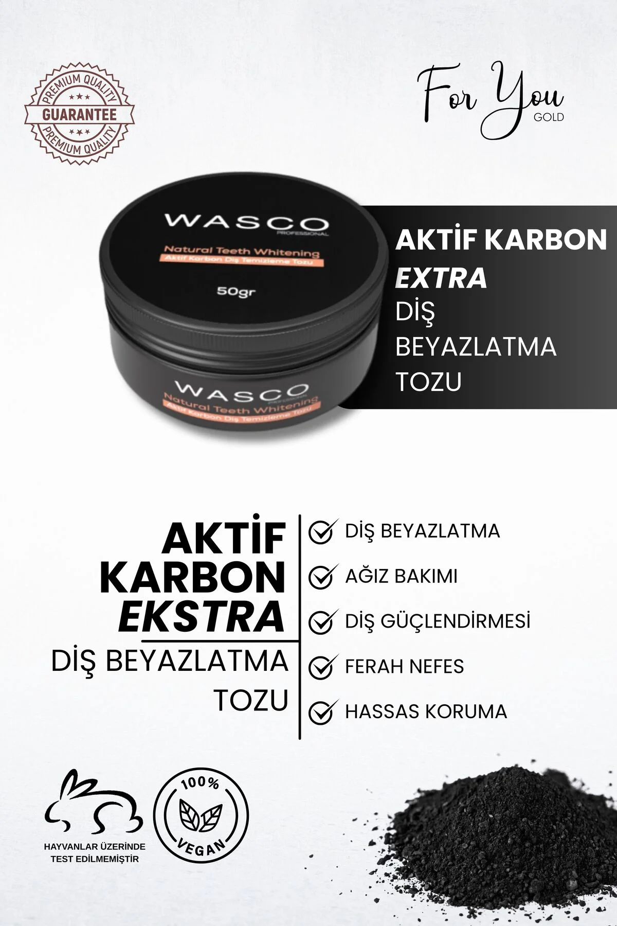 Aktif Karbon Diş Temizleme Tozu 50 Gr Extra Beyazlatıcı Diş Tozu 