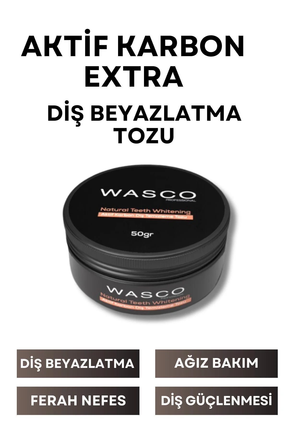Aktif Karbon Diş Temizleme Tozu 50 Gr Extra Beyazlatıcı Diş Tozu 