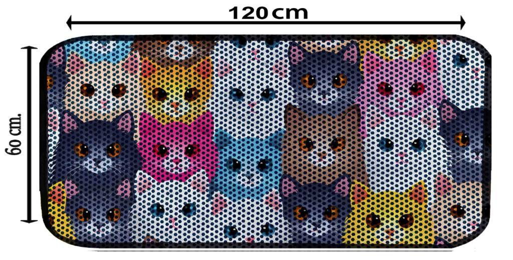 Aktunç  Elekli Tuvalet Desenli Önü Kedi Kumu Paspasi 60X120 Cm Des