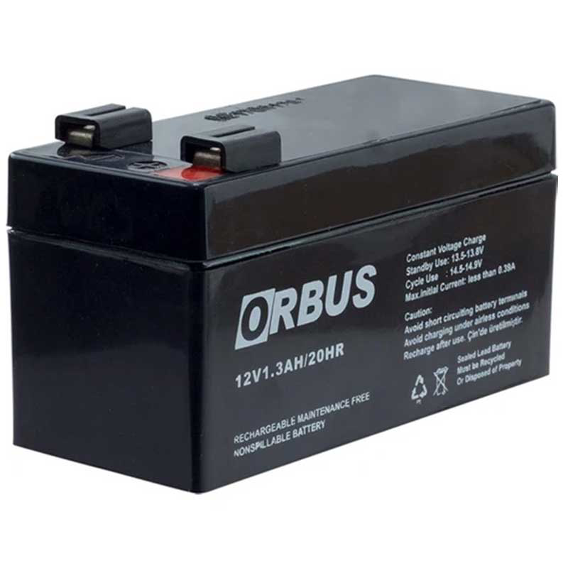 AKÜ 12 VOLT 1.3 AMPER ORBUS ORB12-1.3 (96 X 42 X 52 MM) (4741)