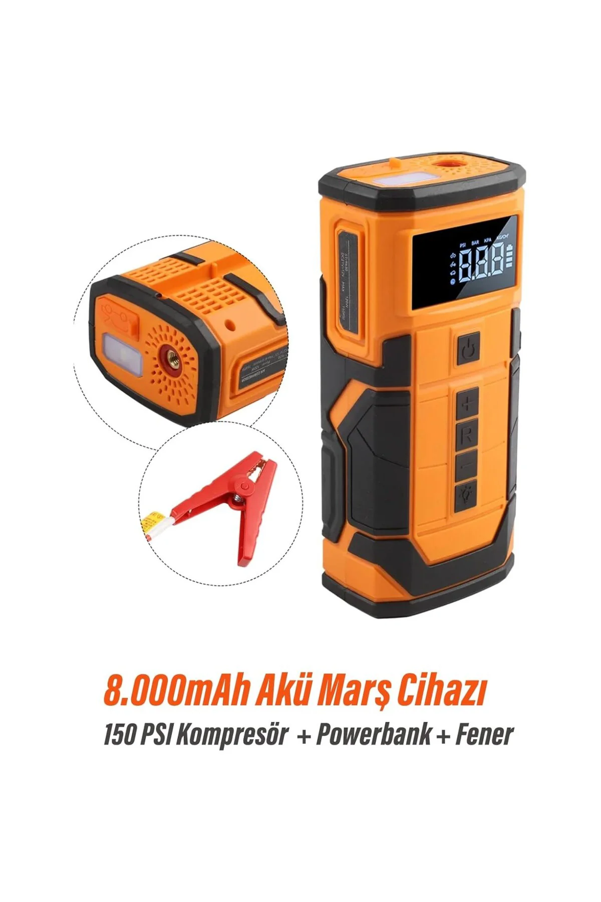 Akü Takviye Cihazı Hava Kompresörü Lastik Şişirme 150PSI 800A Güç