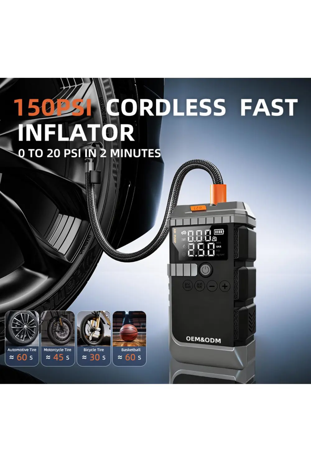 Akü Takviye Cihazı Lastik Hava Kompresörü Uyarı Işıklı ve Powerba