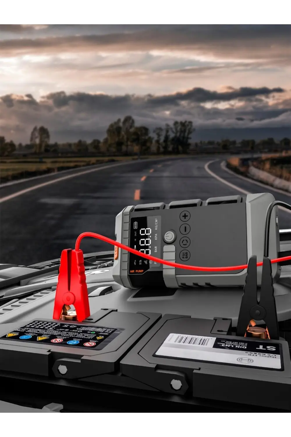 Akü Takviye Cihazı Lastik Hava Kompresörü Uyarı Işıklı ve Powerba