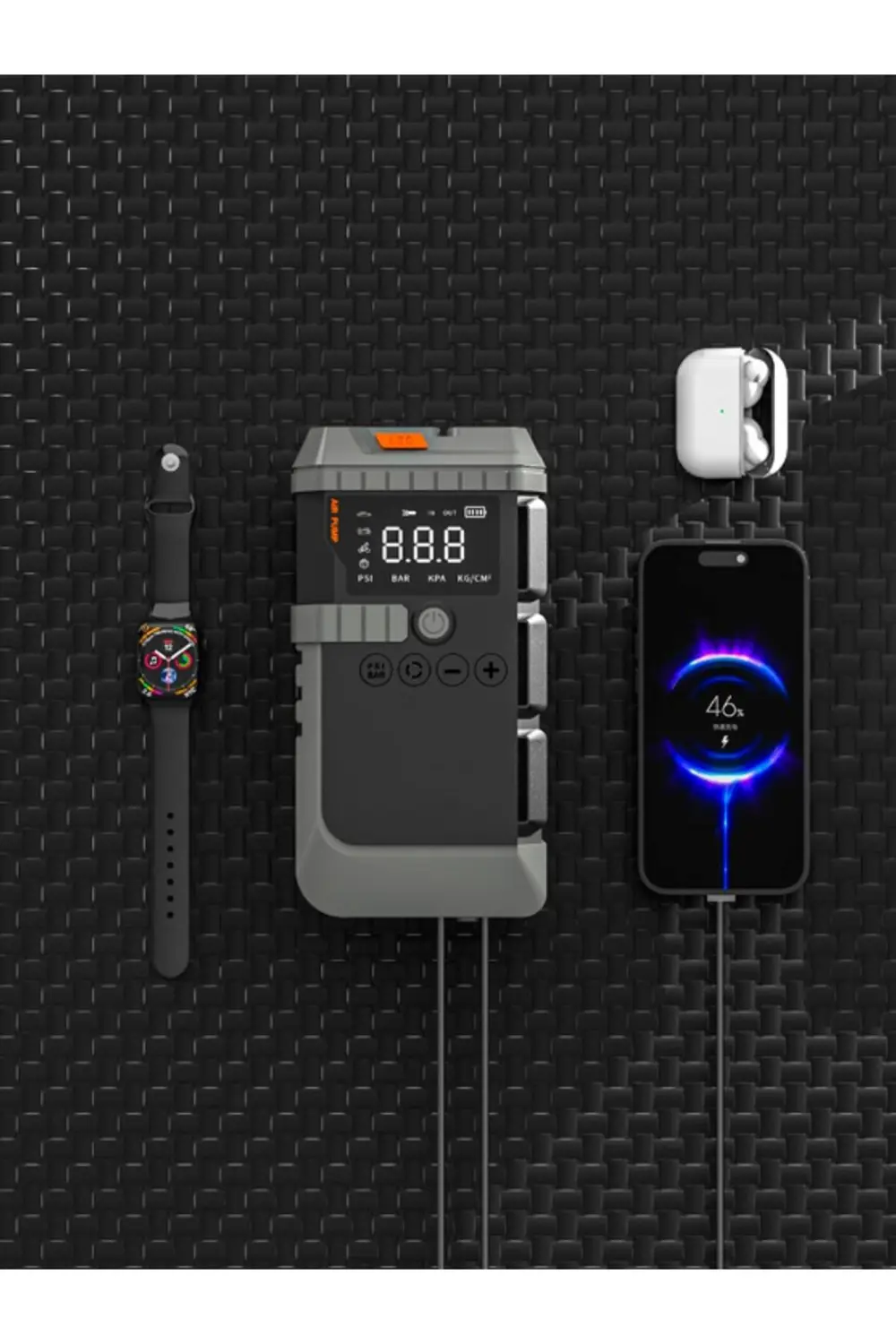 Akü Takviye Cihazı Lastik Hava Kompresörü Uyarı Işıklı ve Powerba