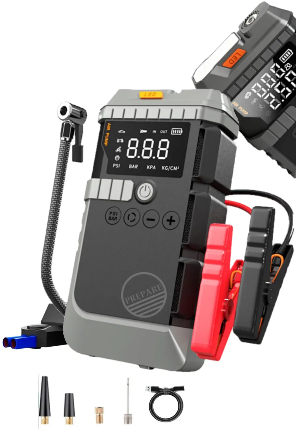 Akü Takviye Cihazı Lastik Hava Kompresörü Uyarı Işıklı ve Powerba