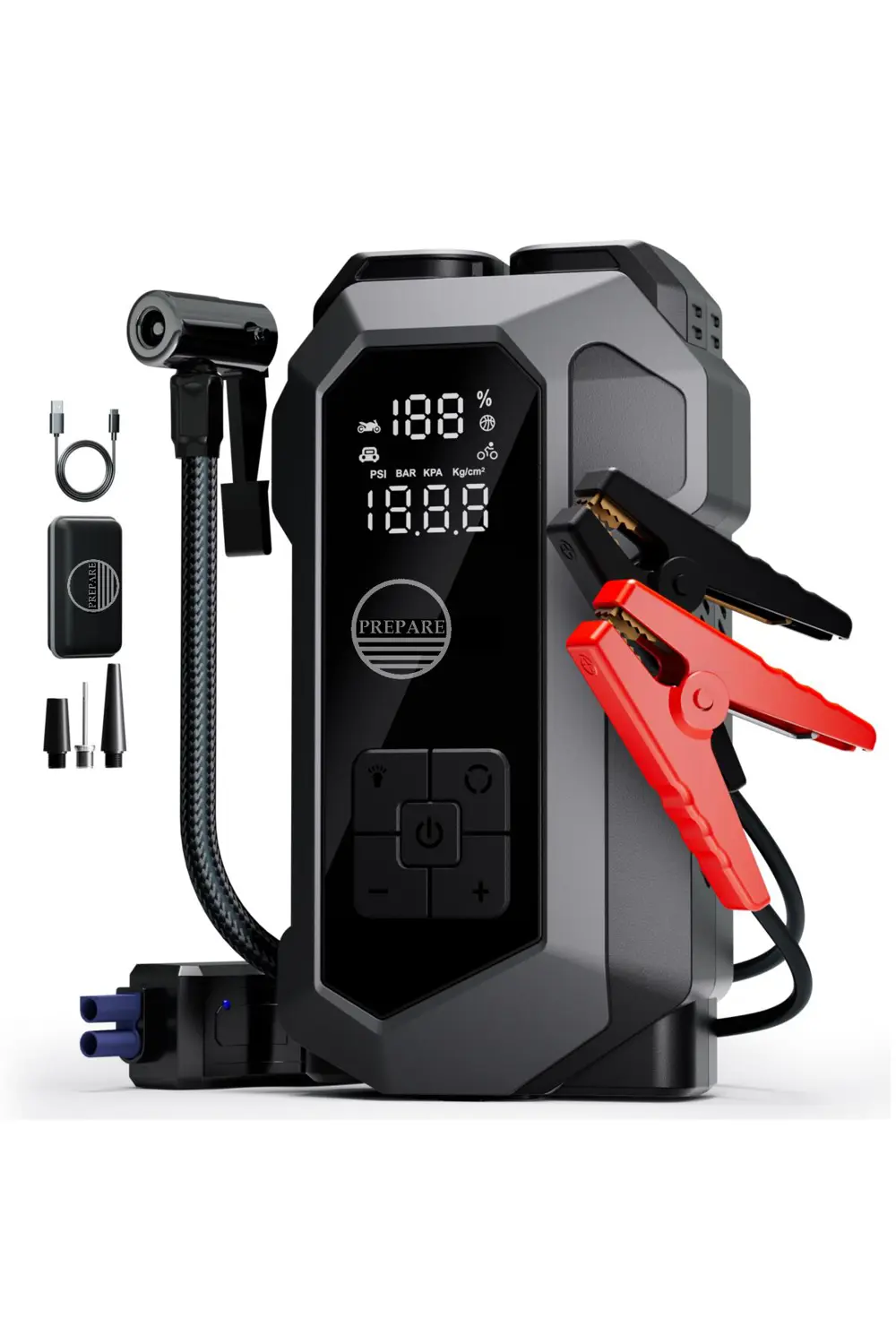 Akü Takviye Cihazı ve Lastik Hava Kompresörü Uyarı Işıklı ve Powe