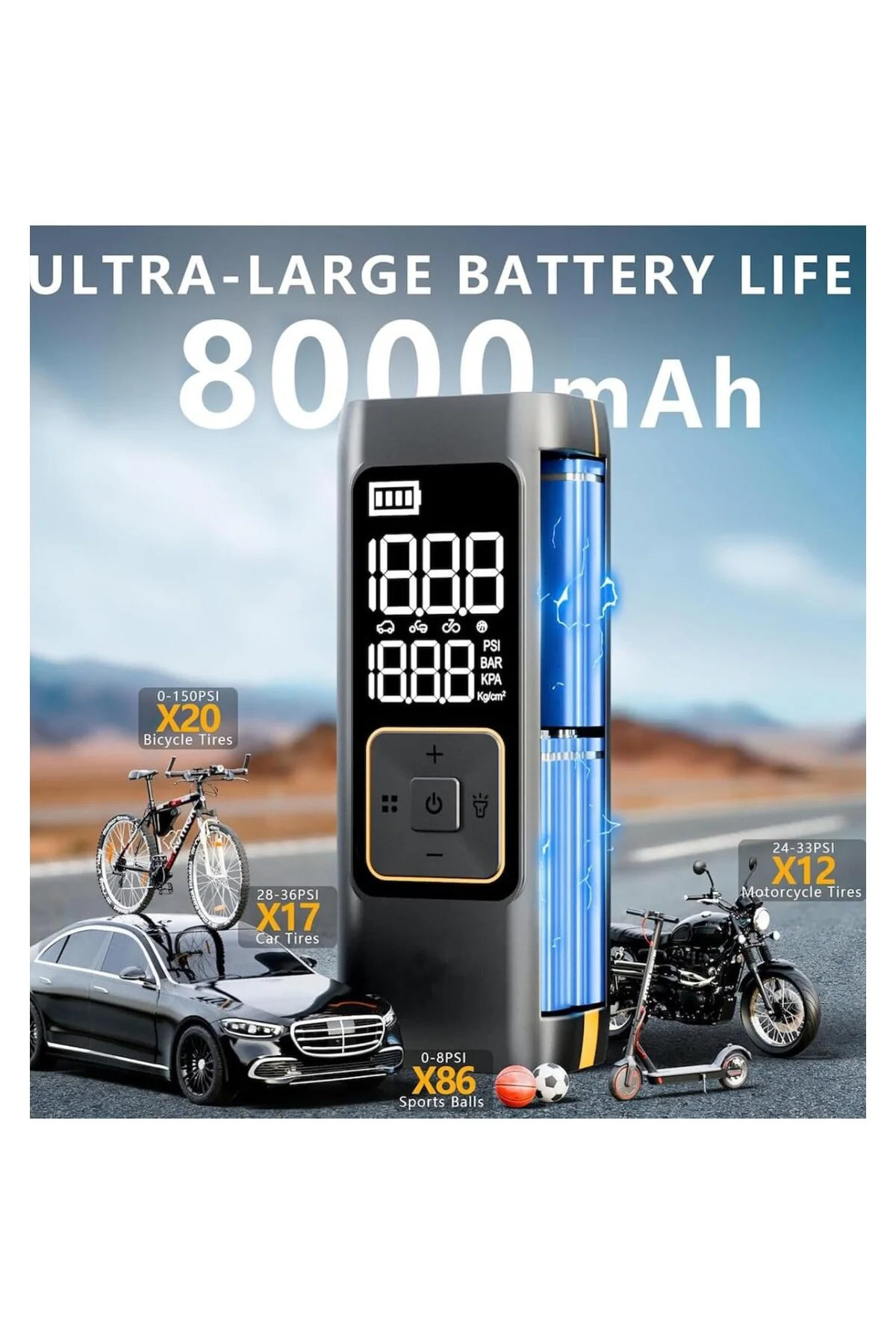 Akü Takviye Jump Starter 8000mAh Araç Marş Basma Cihazı Takviye K