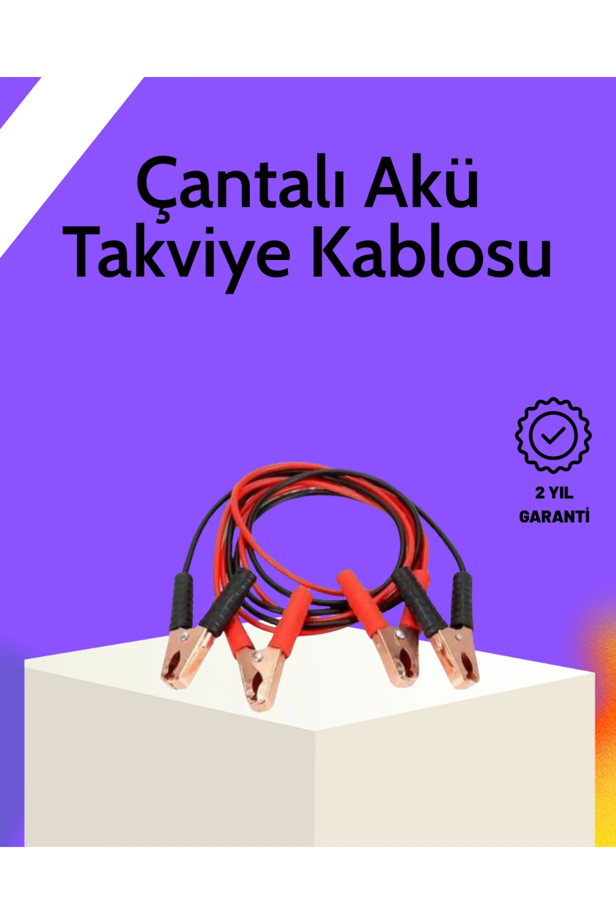 Akü Takviye Kablosu 1200A İzoleli Büyük Maşalı 2m Dayanıklı