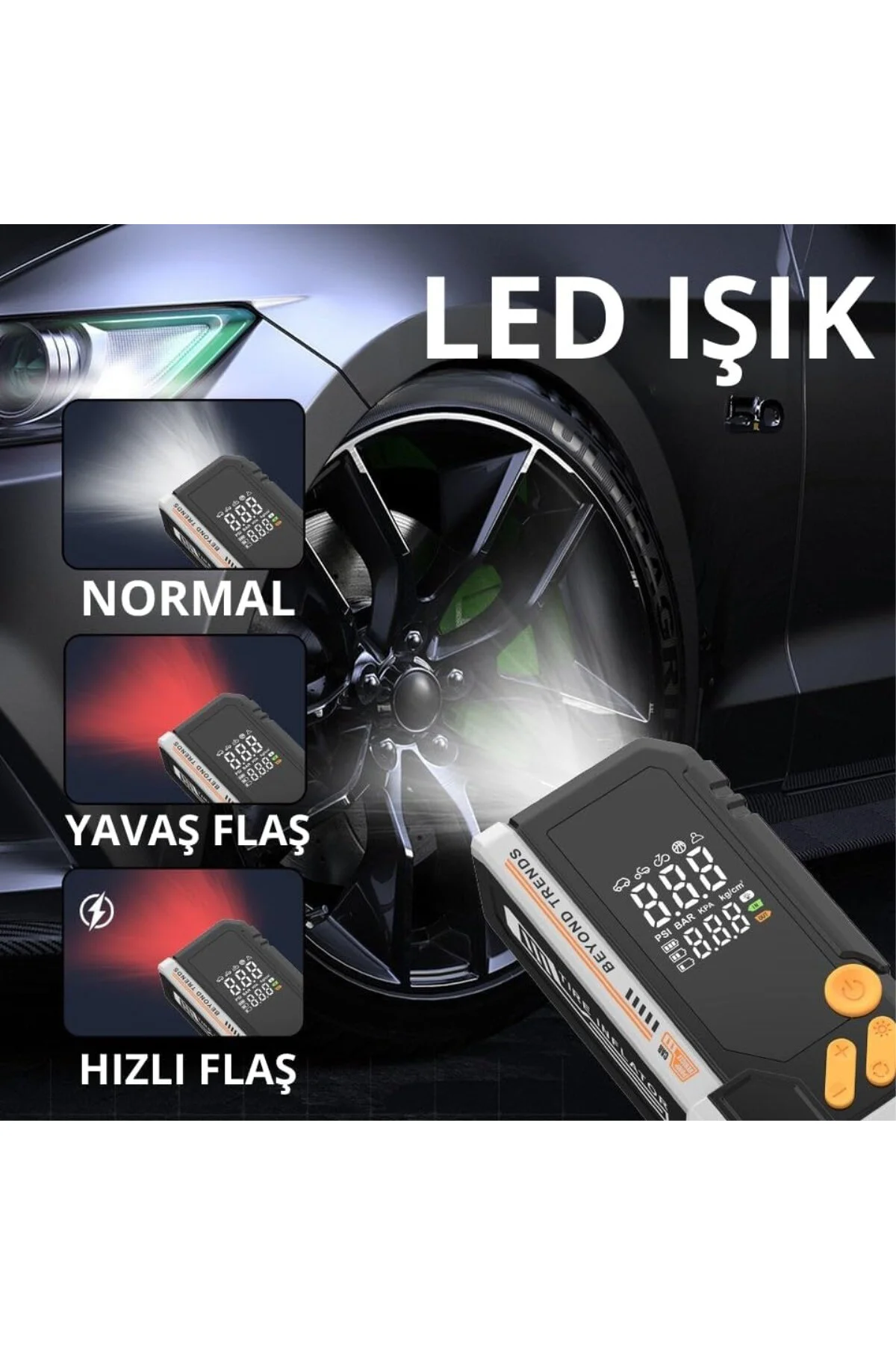 Akü Takviyeli Dijital Hava Kompresörü 12000 mAh – Lastik Şişirme Akü Takviyeli Dijital Hava Kompresörü 12000 mAh – Lastik Şişirme