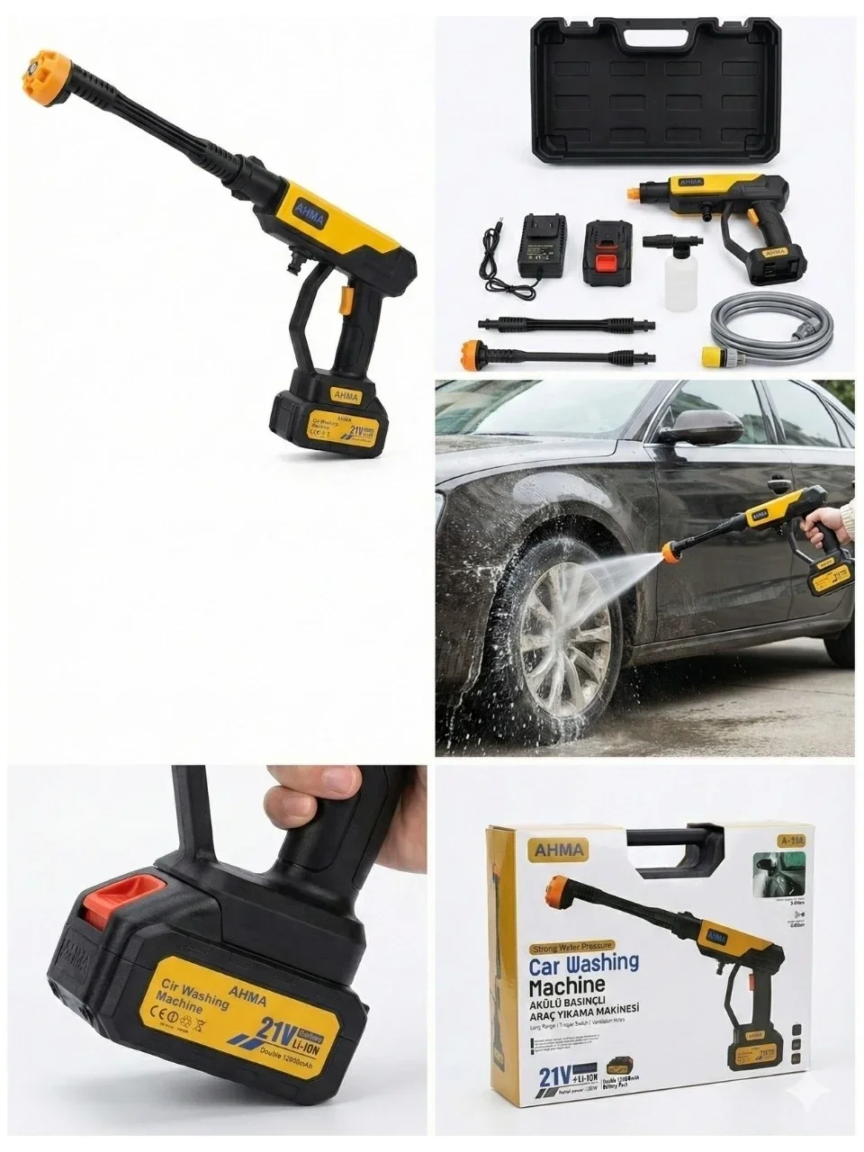 Akülü Basınçlı Araç Yıkama Makinesi | 21v Çift Batarya | 175 Psı Güç | 3.6l/dk Su Akışı A-130 Bx40 Fiyatı, Yorumları ve Özellikleri
