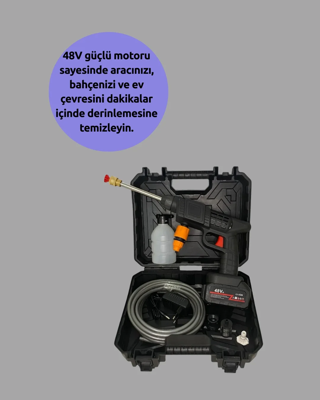 Akülü Basınçlı Yıkama Tabancası 450PSI Su Püskürtme Makinesi