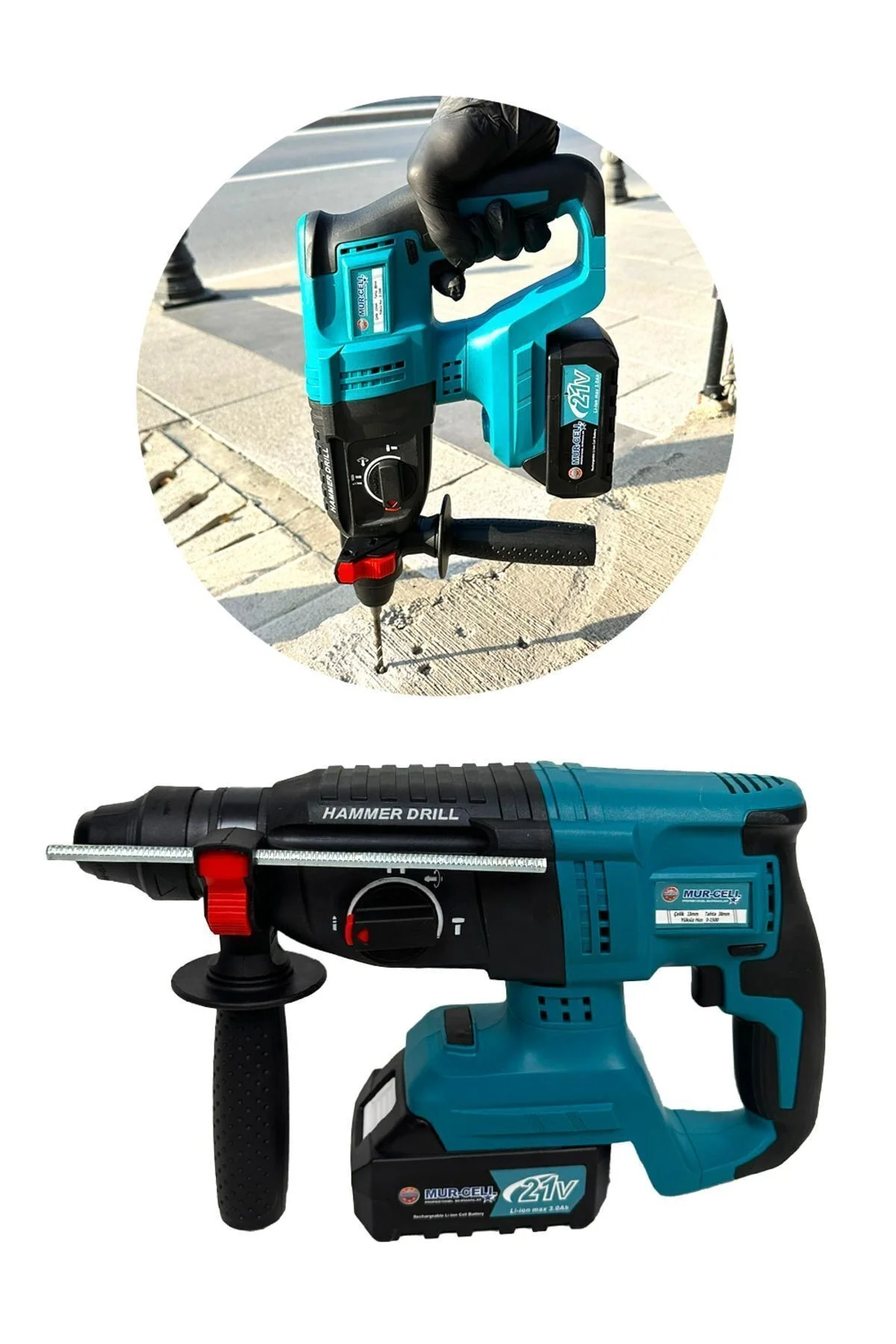 Akülü darbeli matkap 21 watt 24 volt anahtarsız mandren 2 akü yan sap taşıma çantalı
