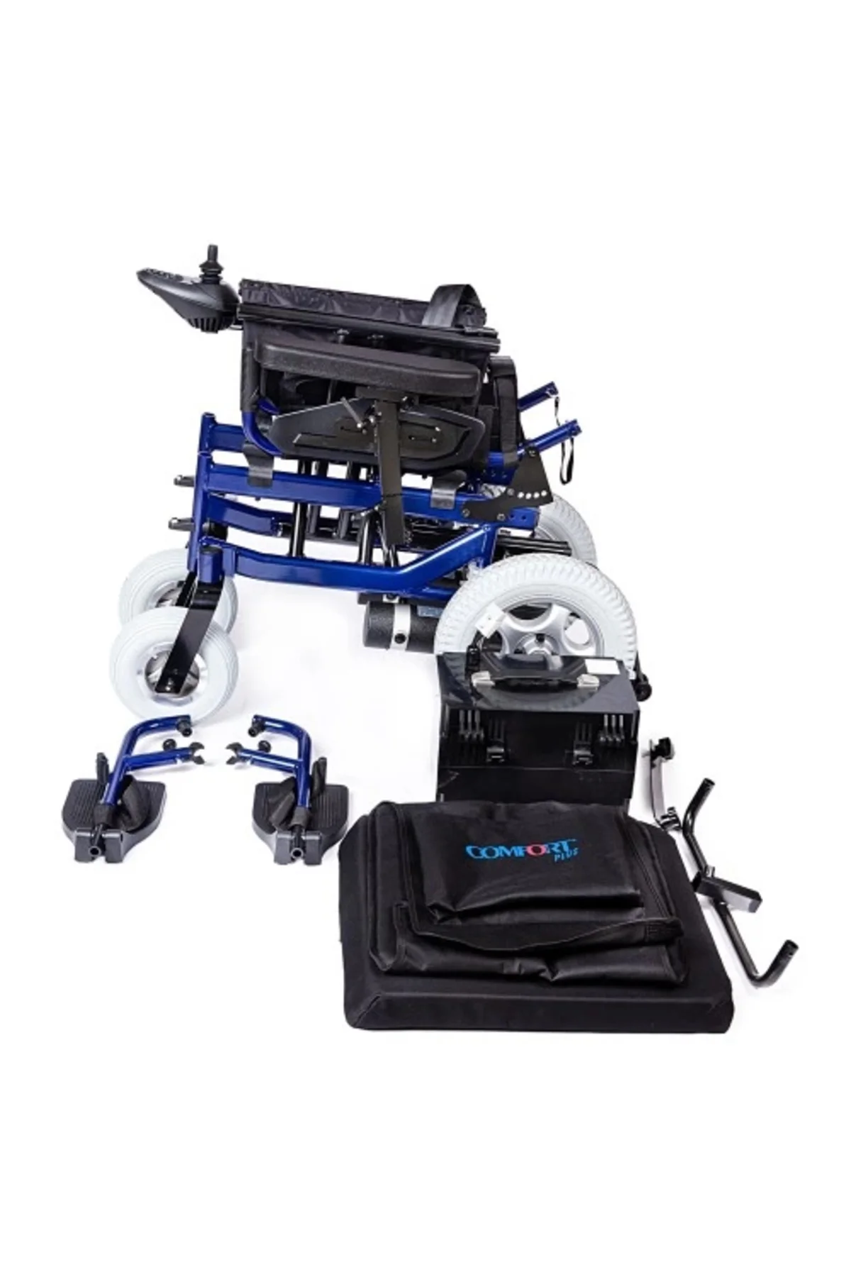 Akülü Sandalye Lacivert | 340W Motor, Yatar Sırt, Katlanır Alüminyum Şase, 130kg Allure Akülü Sandalye Lacivert | 340W Motor, Yatar Sırt, Katlanır Alüminyum Şase, 130kg Allure