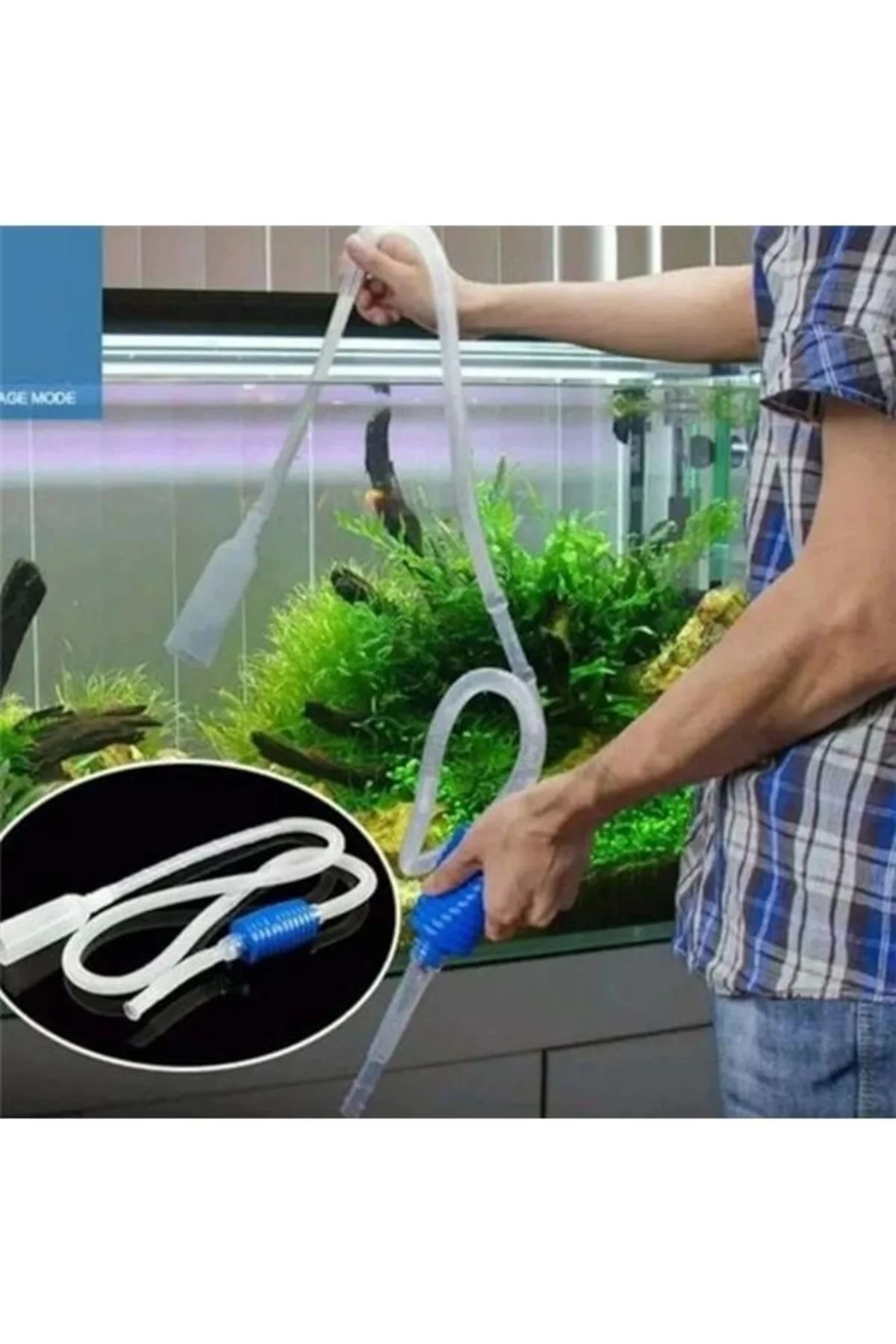 Akvaryum Dip Çekim Sifonu - 140 cm Akvaryum Pompası ve Su Tahliye