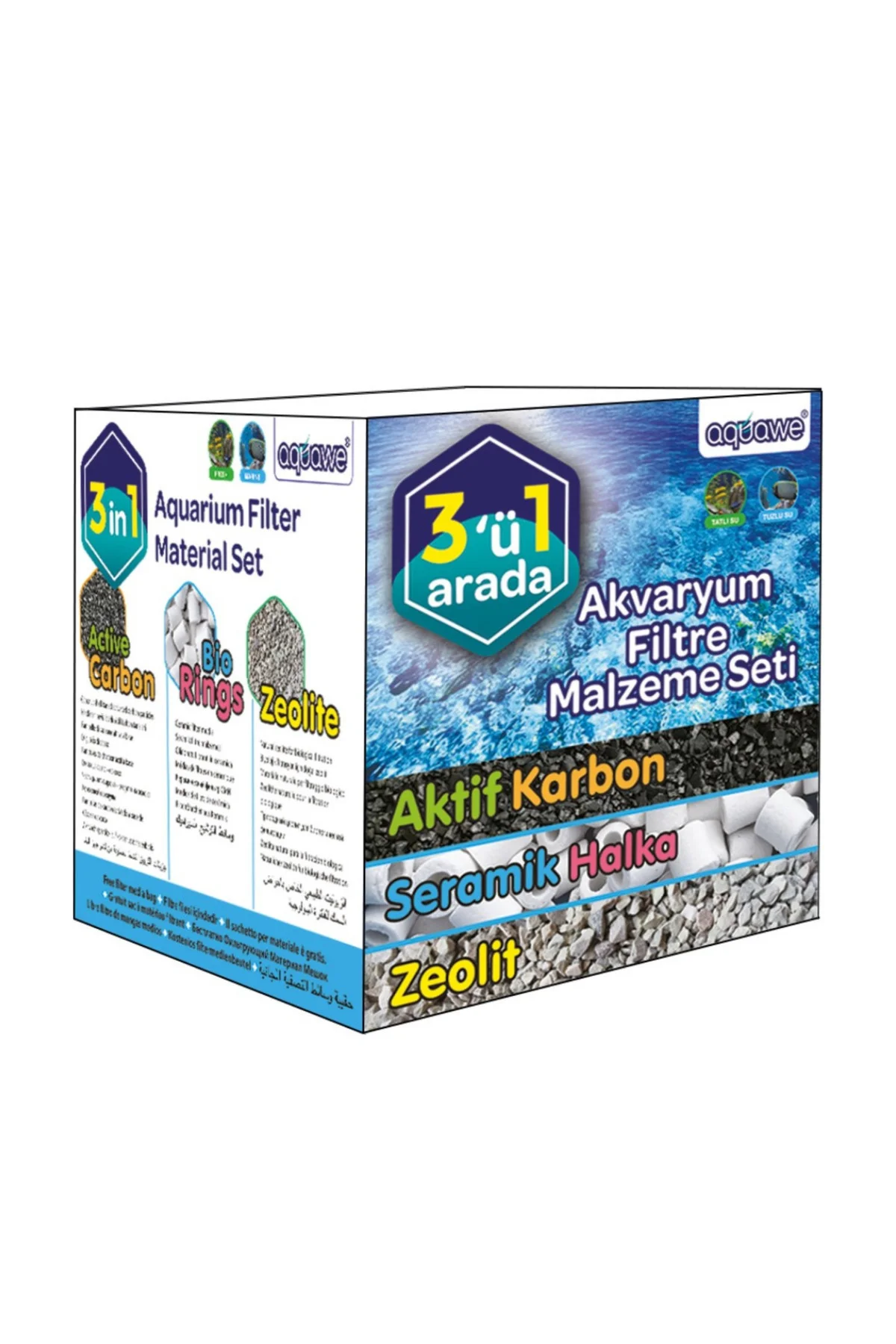 Akvaryum Filtre Seti (3 In 1) 300 Gr Aktif Karbon+350 Gr Bio Ring