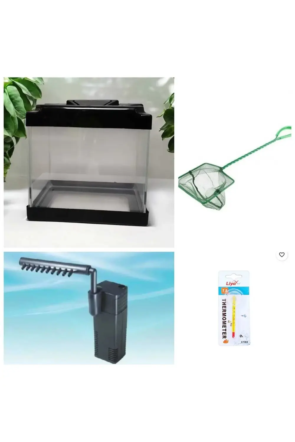 Akvayum Seti Mini 20x20x14 Cm 6 Set Akvaryum Kepçe Motor Derece I Akvayum Seti Mini 20x20x14 Cm 6 Set Akvaryum Kepçe Motor Derece I