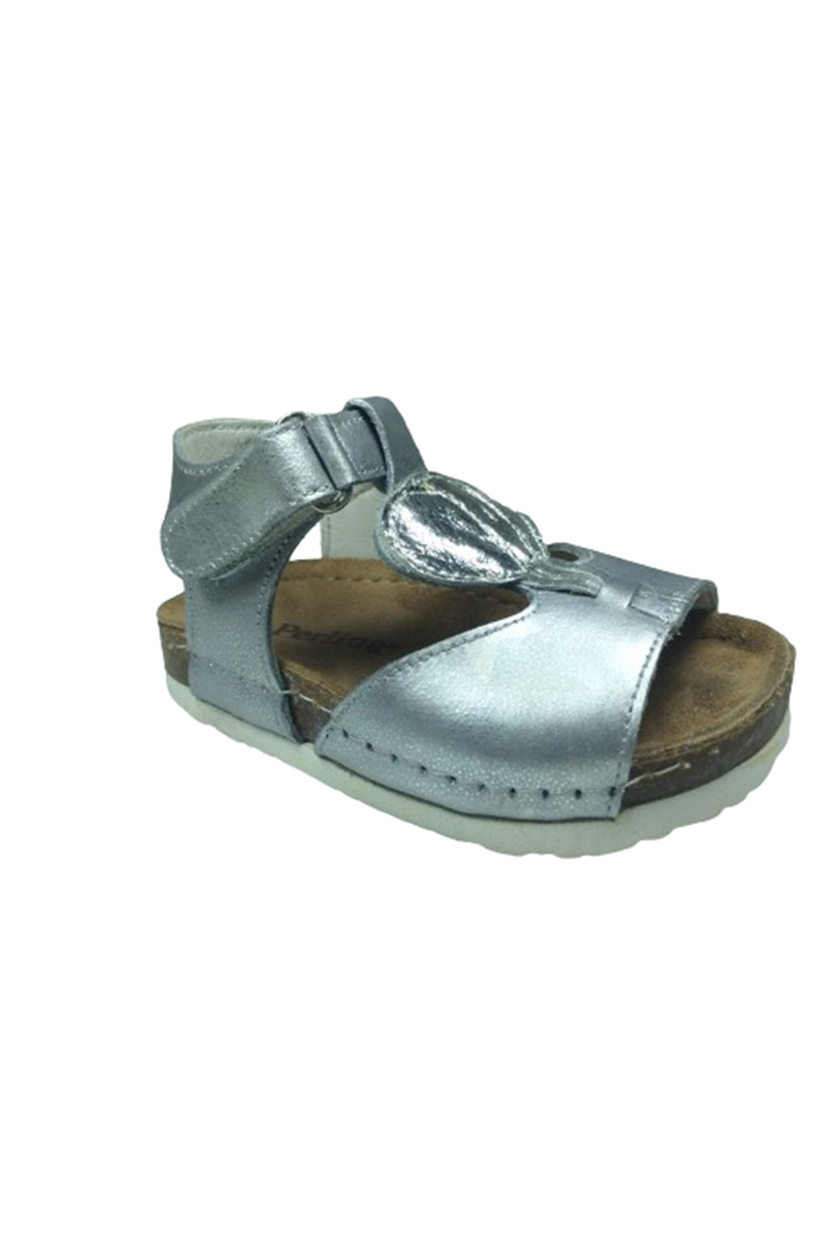 Perlina Al 3204-3 Kız Çocuk Sandalet Gümüş Deri Anatomik Mantar Taban
