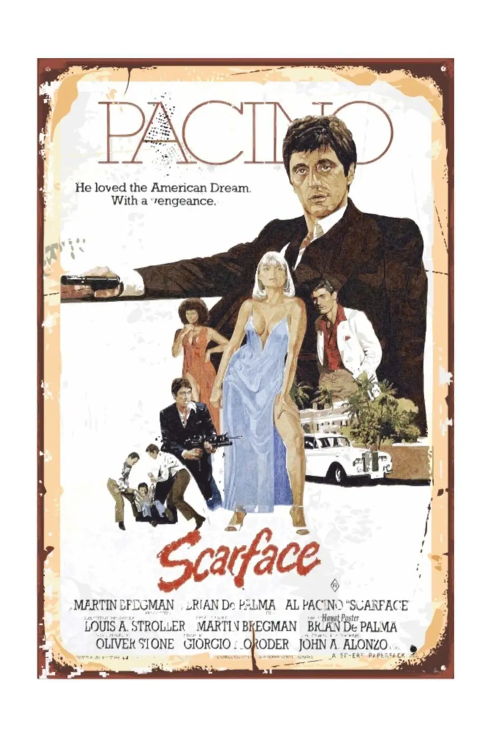 Al Pacino Scarface Sinema Retro Vintage Ahşap Poster