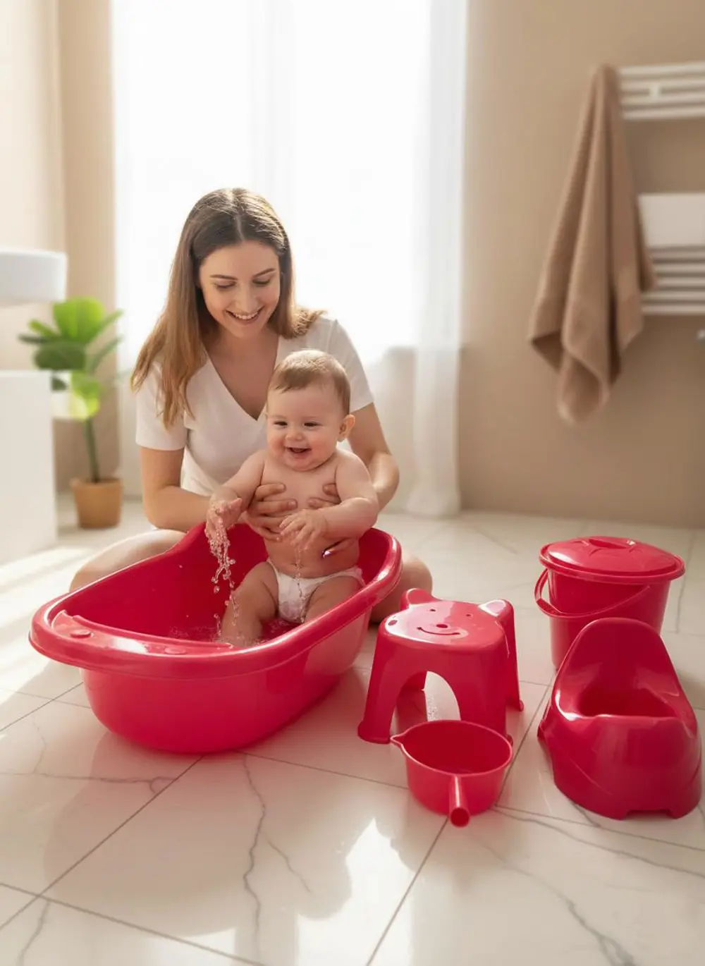 ALACA Bebek Banyo Seti Fileli Pembe