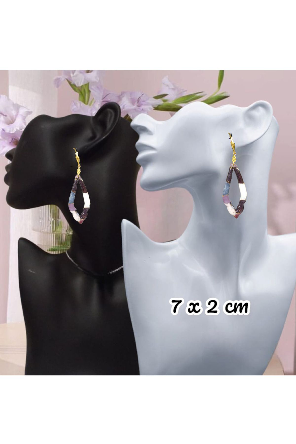 Alaca Varak Polimerkil & Epoksi Tasarım Küpe