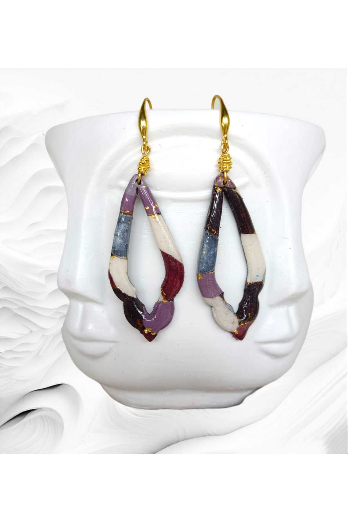 Alaca Varak Polimerkil & Epoksi Tasarım Küpe