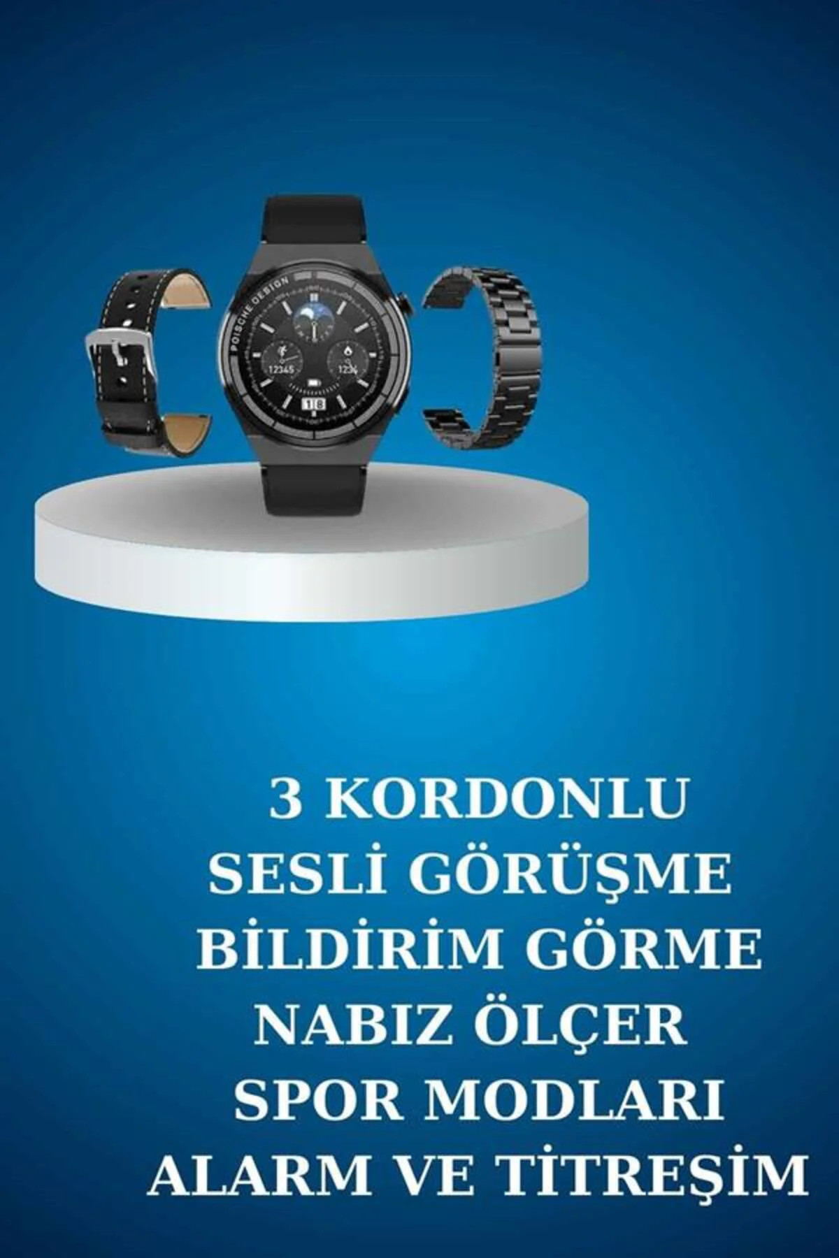 Alarm ve Titreşim Özellikli Akıllı Saat ve Mikrofonlu Kablolu Blu