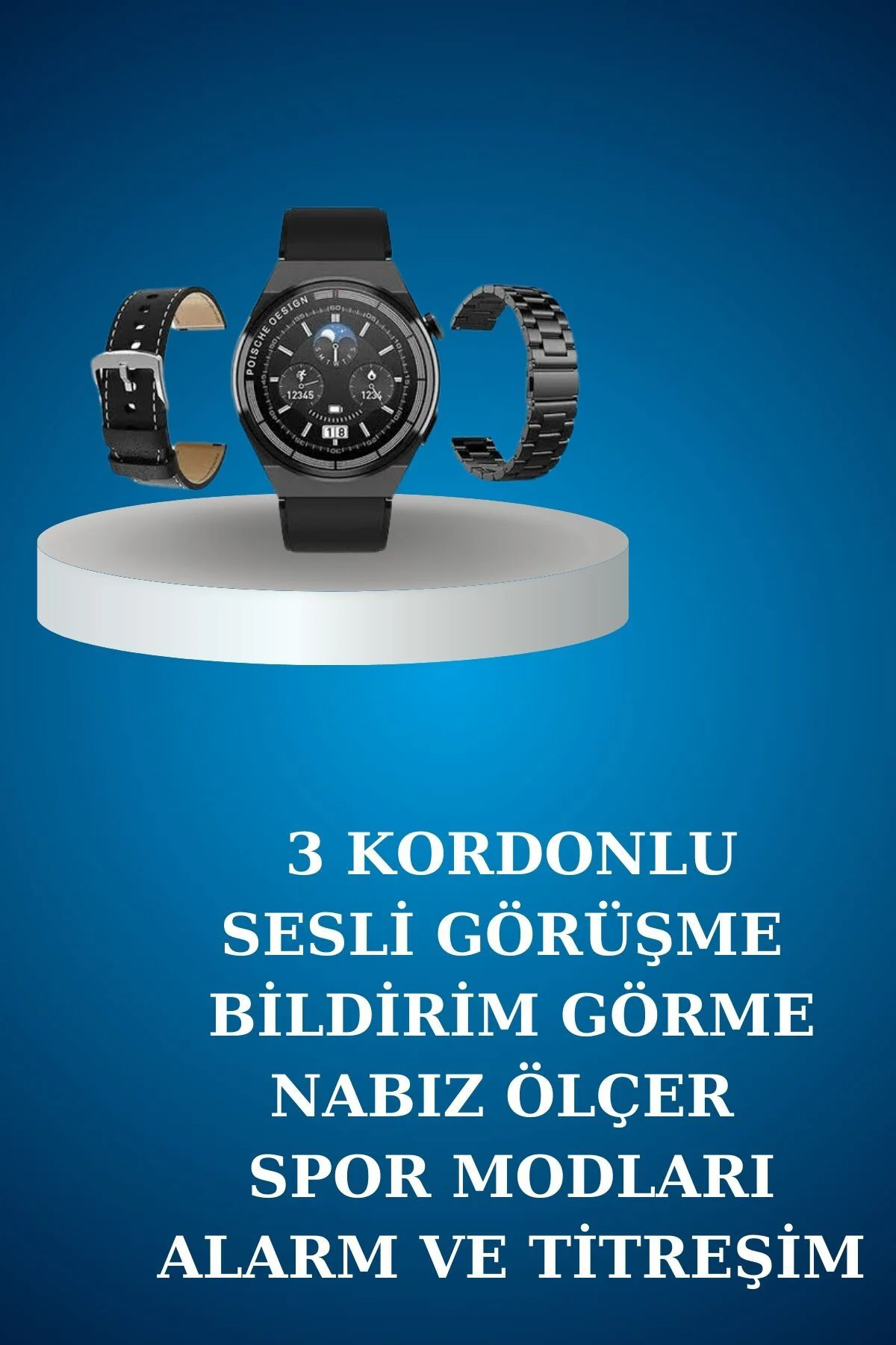 Alarm ve Titreşim Özellikli Akıllı Saat ve Mikrofonlu Kablolu Blu