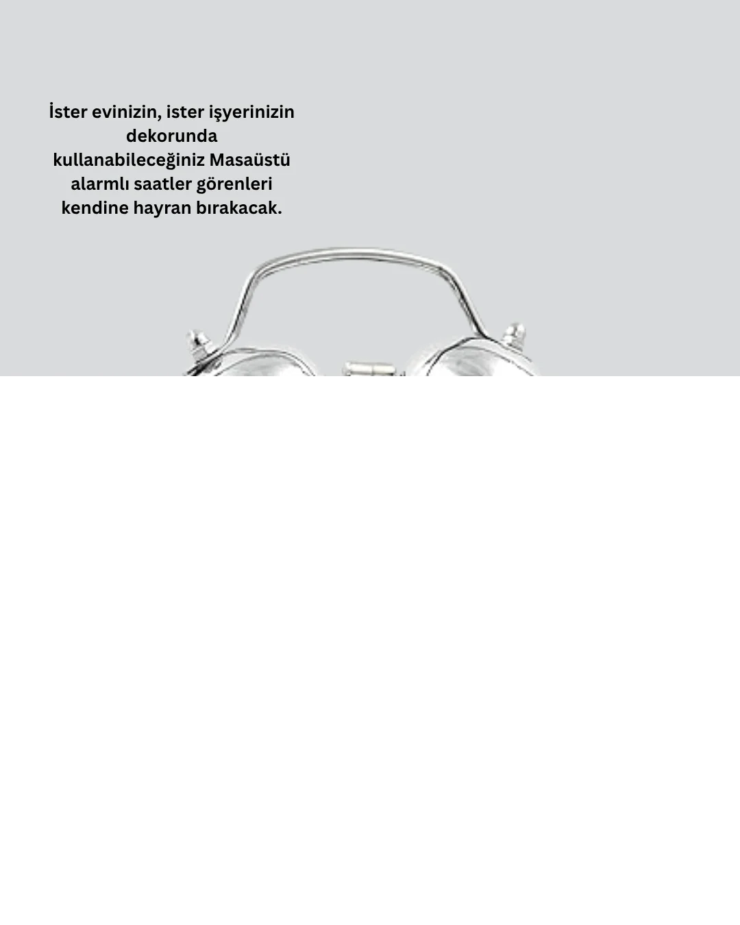 Alarmlı Dekoratif Yuvarlak Masa Saati Gümüş Renk Sessiz ve Işıklı