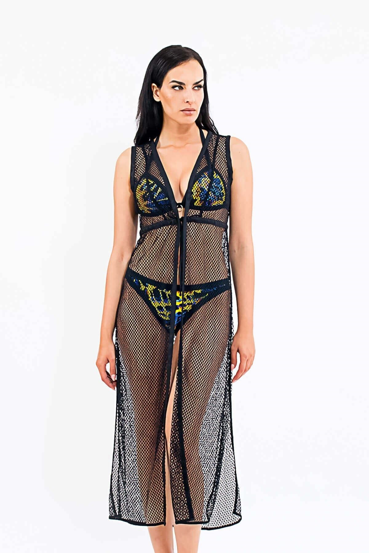 Med Alaya Maxi Pareo Kimono Siyah