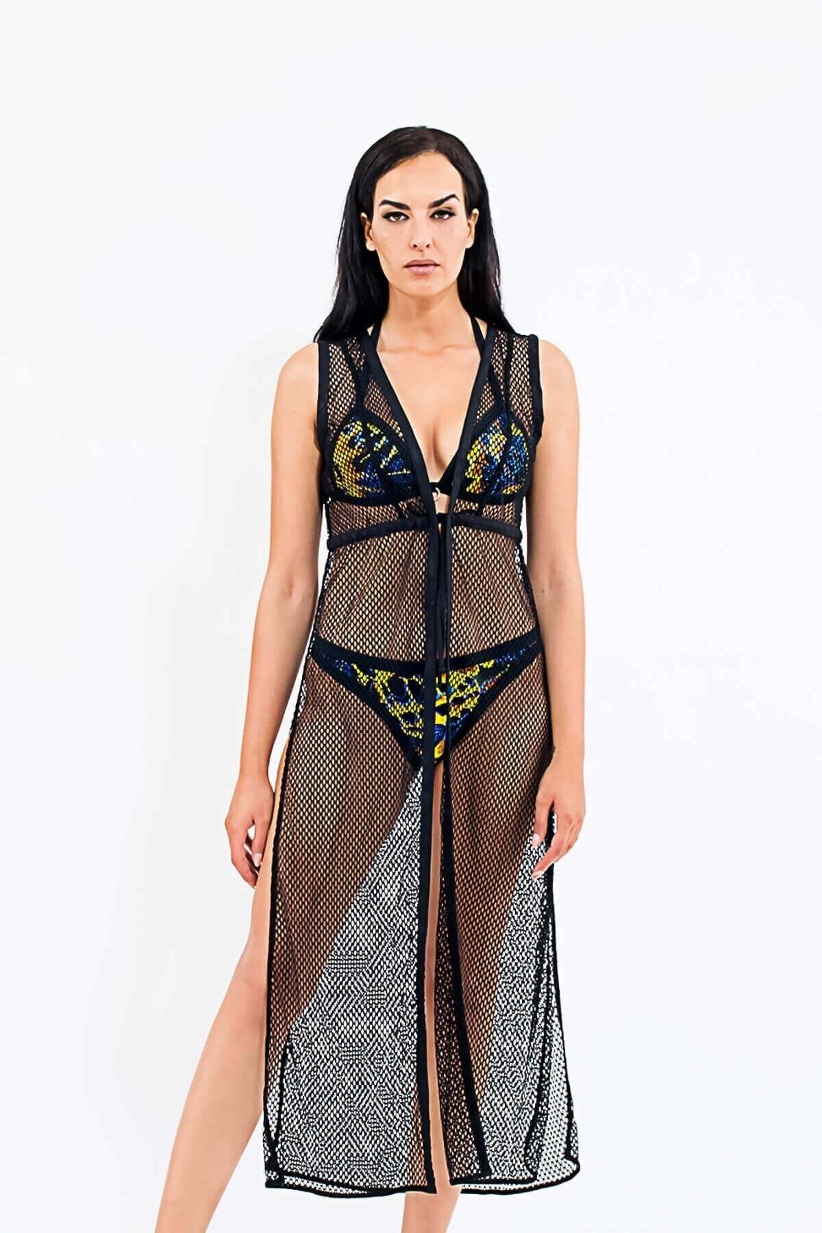 Med Alaya Maxi Pareo Kimono Siyah